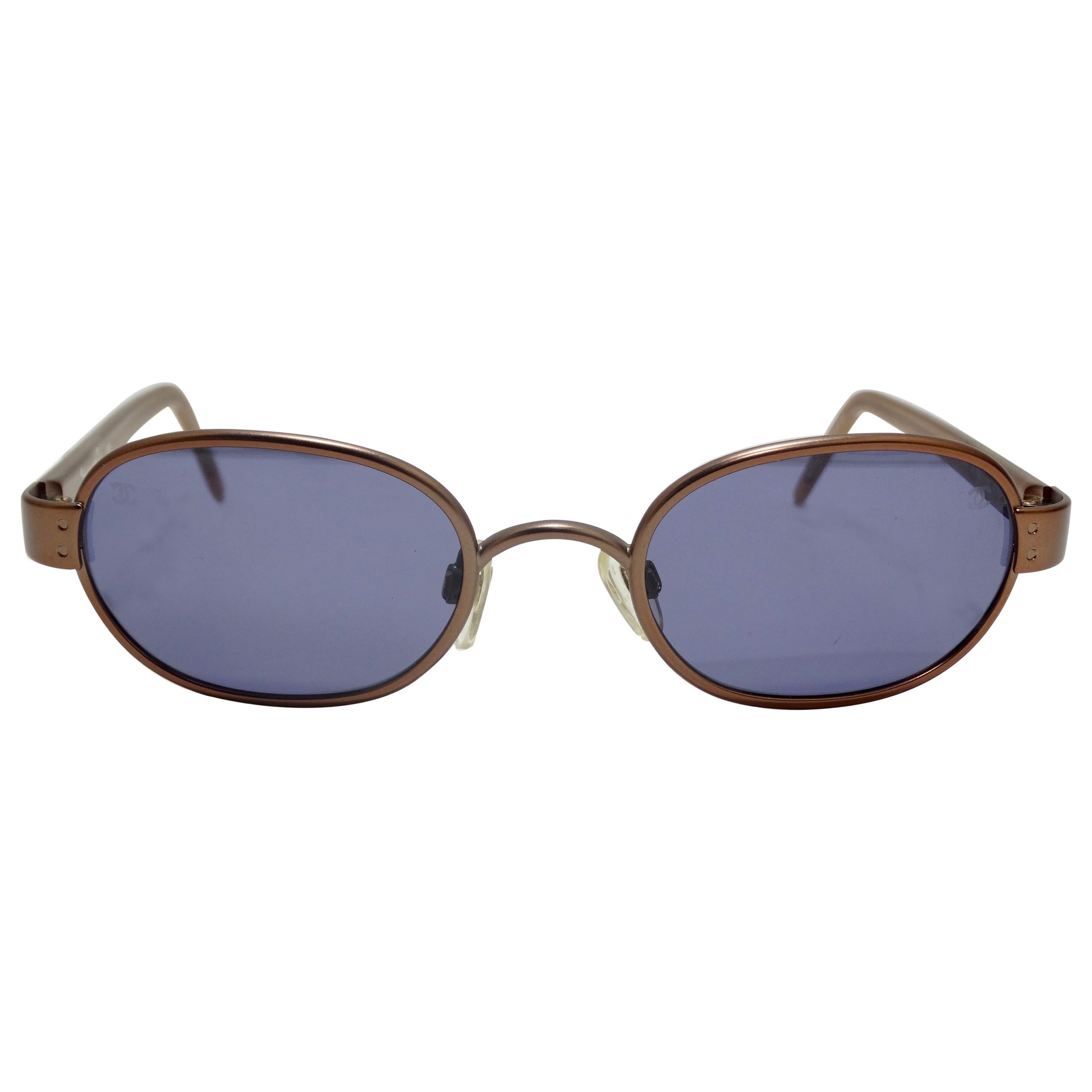Chanel Vintage Rose Bronze Oval Sunglasses