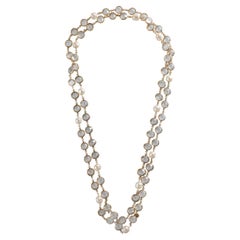 Lange Chanel Vintage-Halskette aus Kristall im Rosenschliff und Perlen