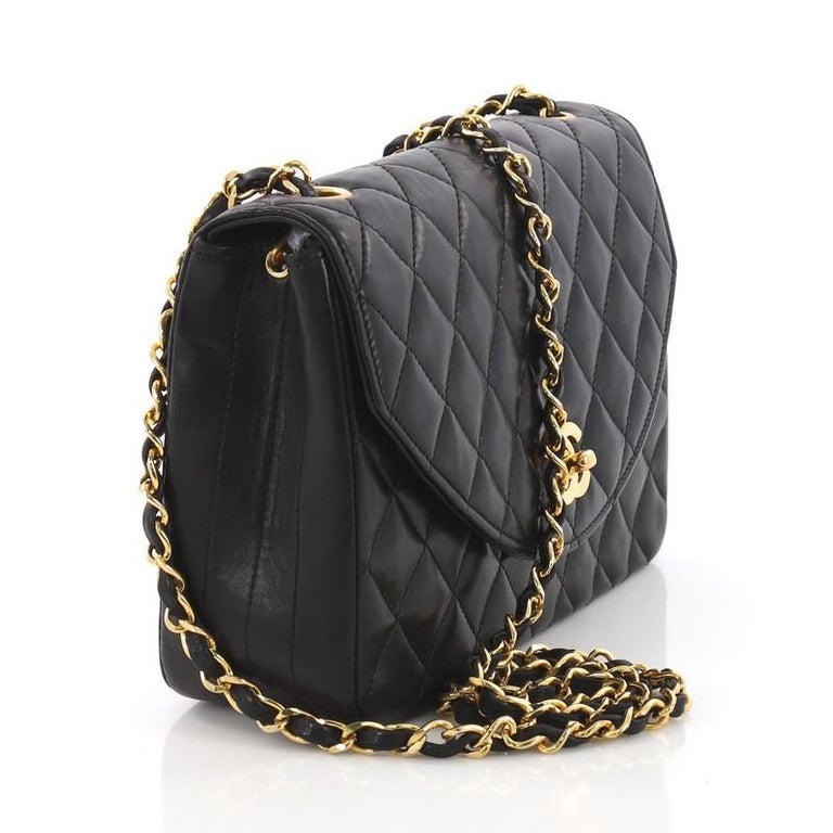 Chanel Vintage Round Flap Bag Quilted Lambskin Medium at 1stDibs