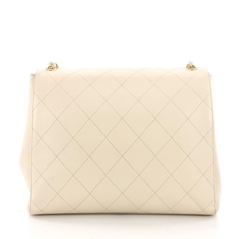 Chanel Vintage Round Flap Bag Quilted Lambskin Medium In Good Condition In NY, NY