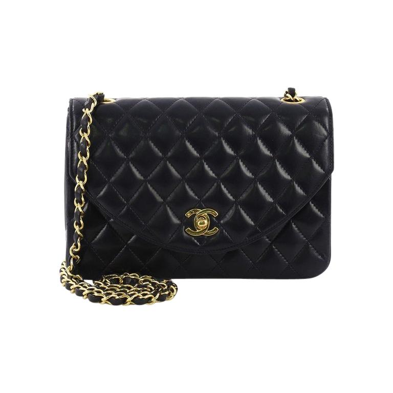 Chanel Vintage Round Flap Bag Quilted Lambskin Small