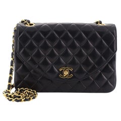 Chanel Vintage Round Flap Bag Quilted Lambskin Small