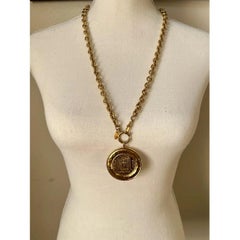 CHANEL Vintage Rue Cambon Large Medallion Gold Pendant Necklace