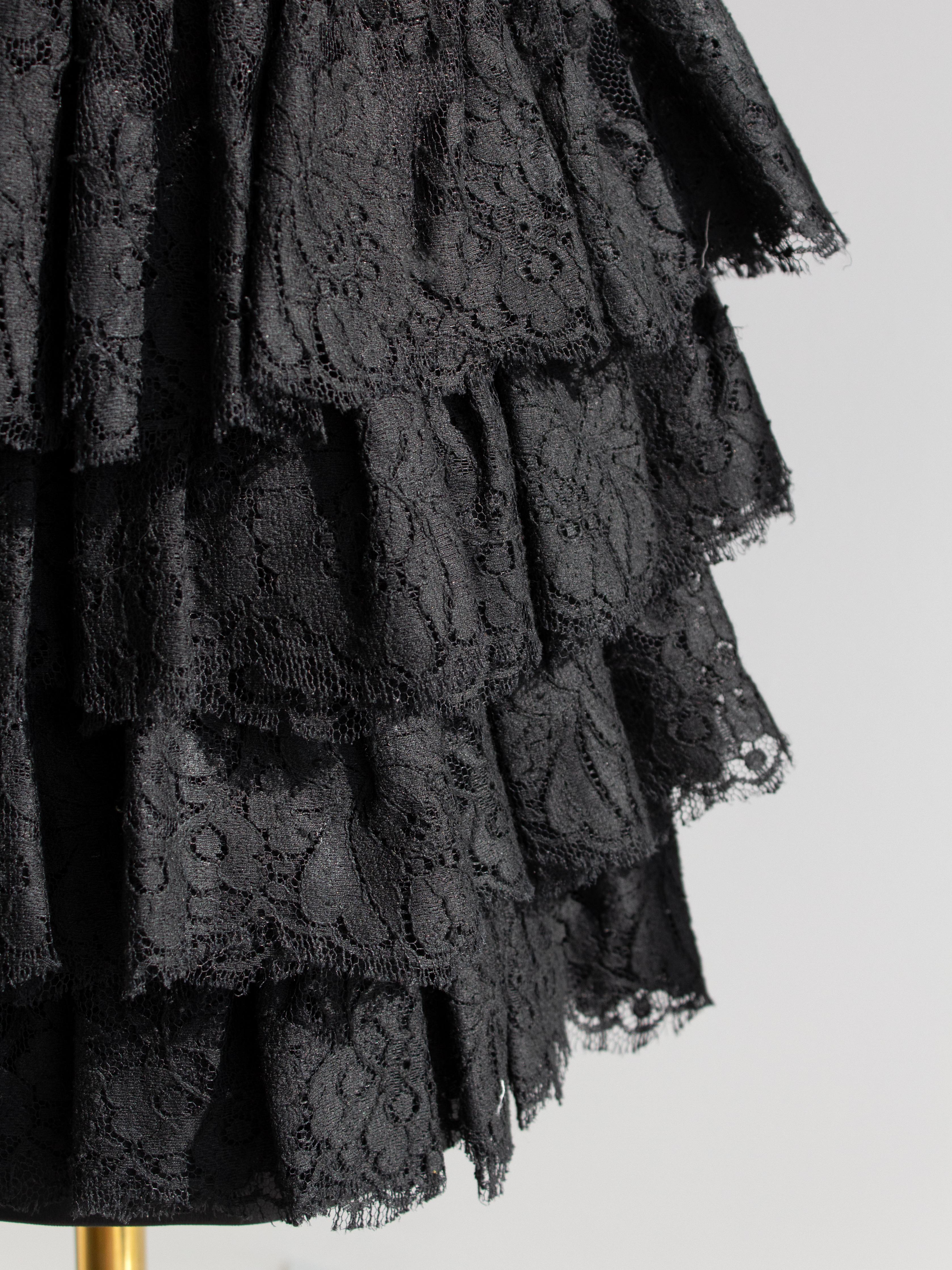 Chanel Vintage S/S 1987 Black Lambskin Leather Lace Gold Wheat Mini Dress For Sale 11
