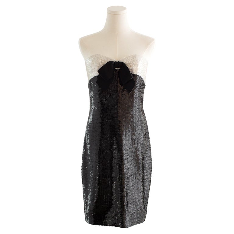 slim fit dress slacks Black Sequin Off The Shoulder Bow Bubble Dress