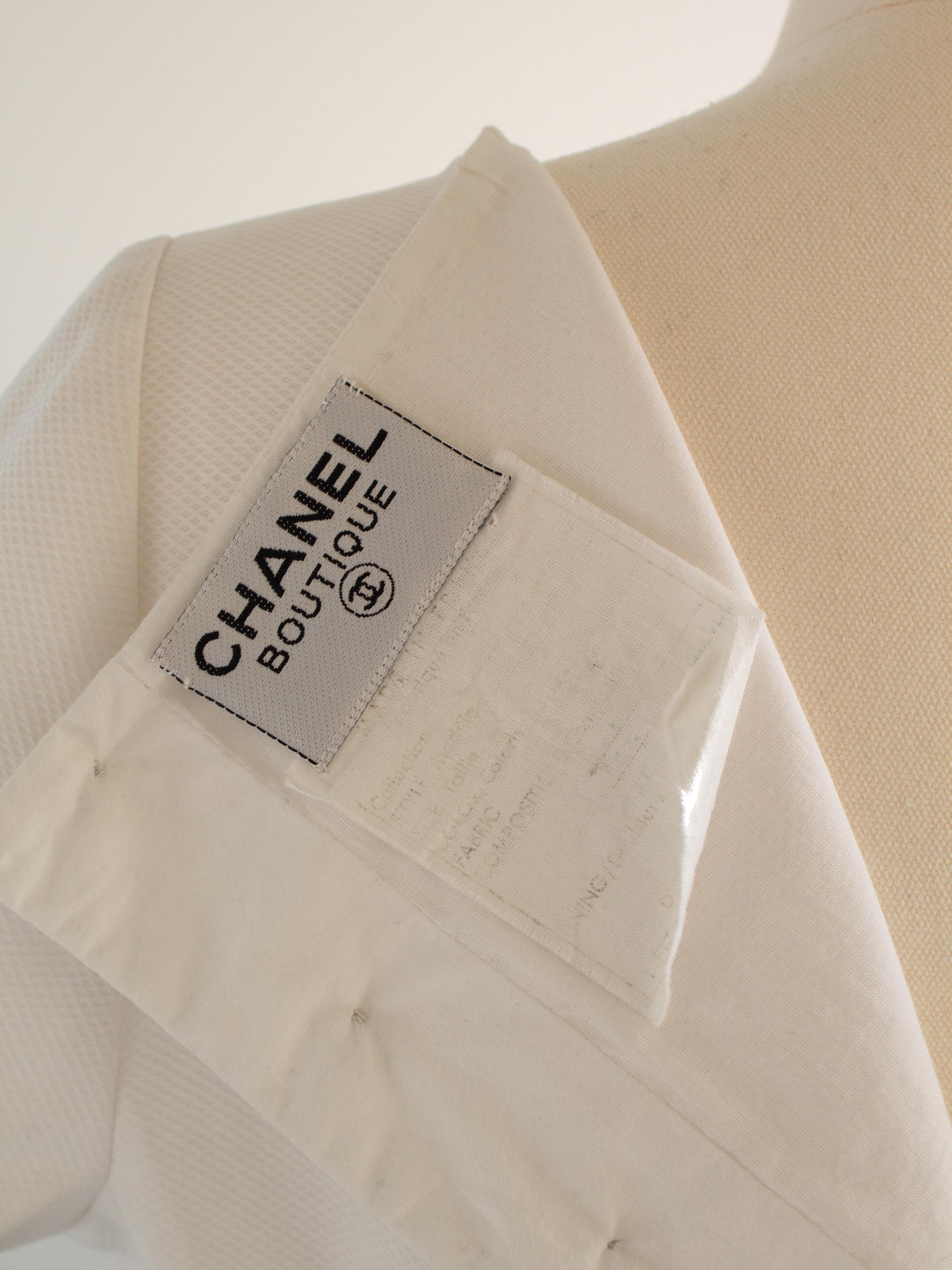 Chanel Vintage S/S 1988 White Black Lace Camellia Bow Dress Gown For Sale 9