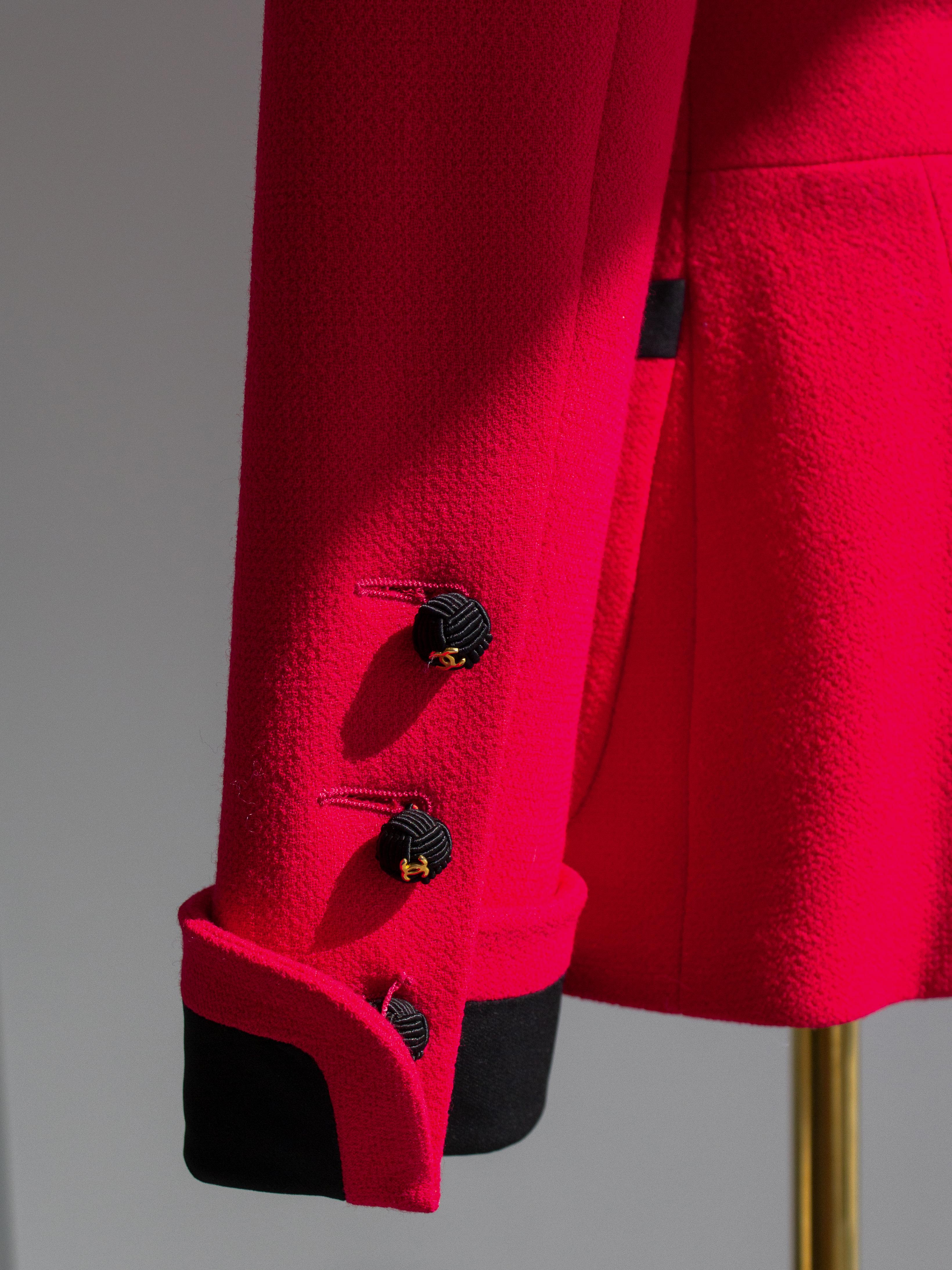 Chanel Vintage S/S 1989 Hot Pink Black CC Peter Pan Collar Tweed Jacket 7
