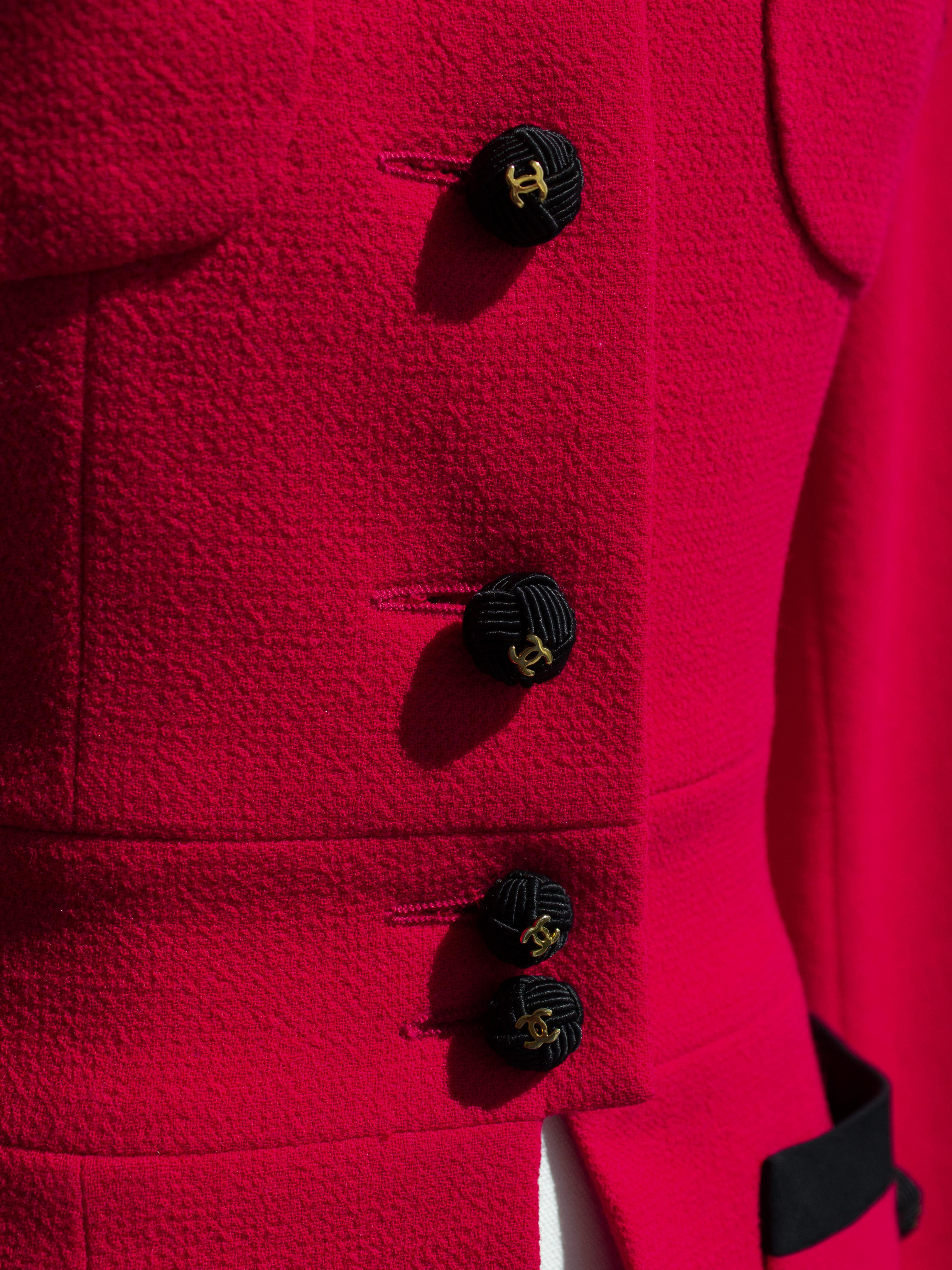 Chanel Vintage S/S 1989 Hot Pink Black CC Peter Pan Collar Tweed Jacket 9