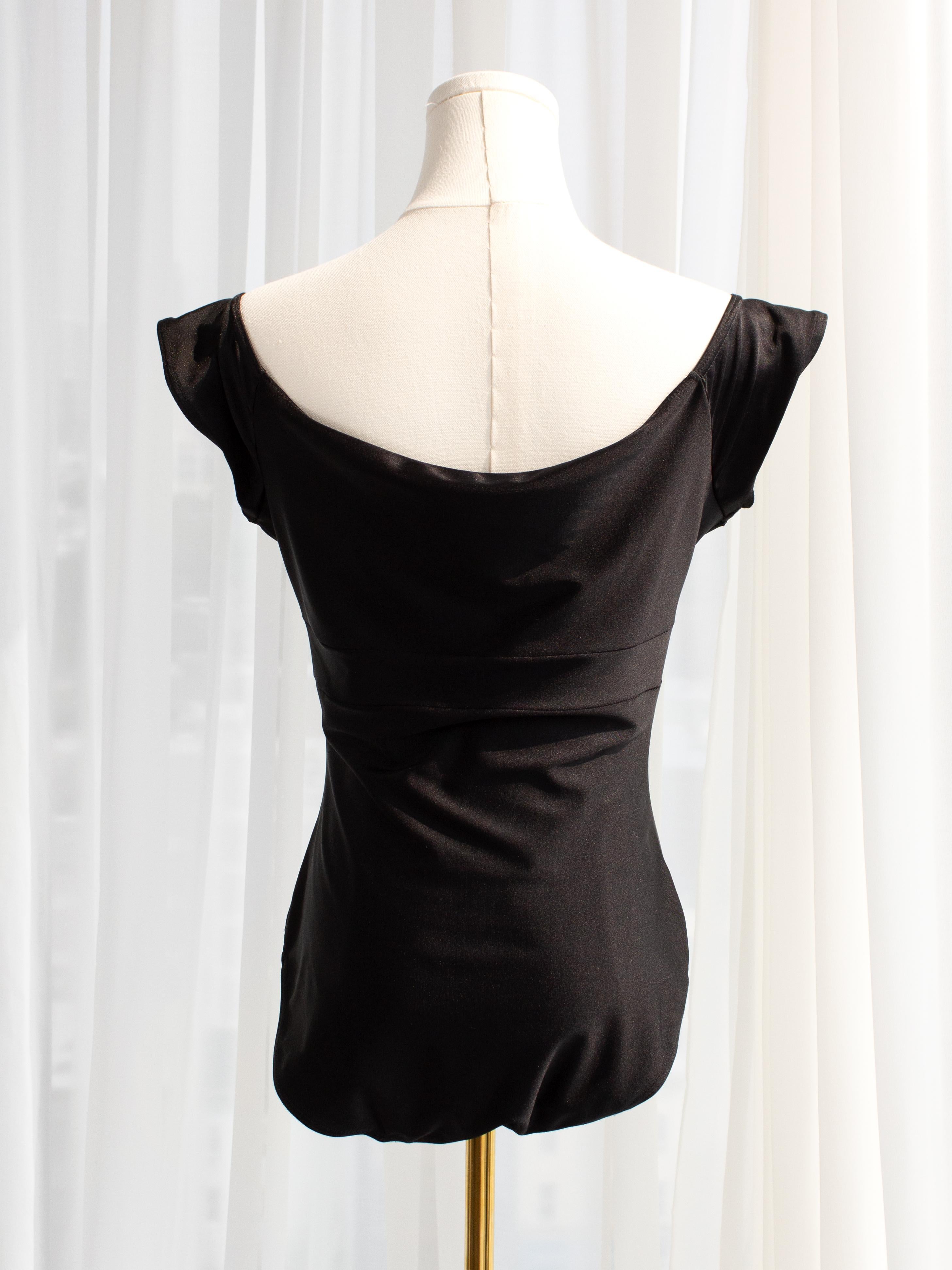 Chanel Vintage S/S 1990 Black White Camellia Flower Bow Bodysuit Swimsuit For Sale 6
