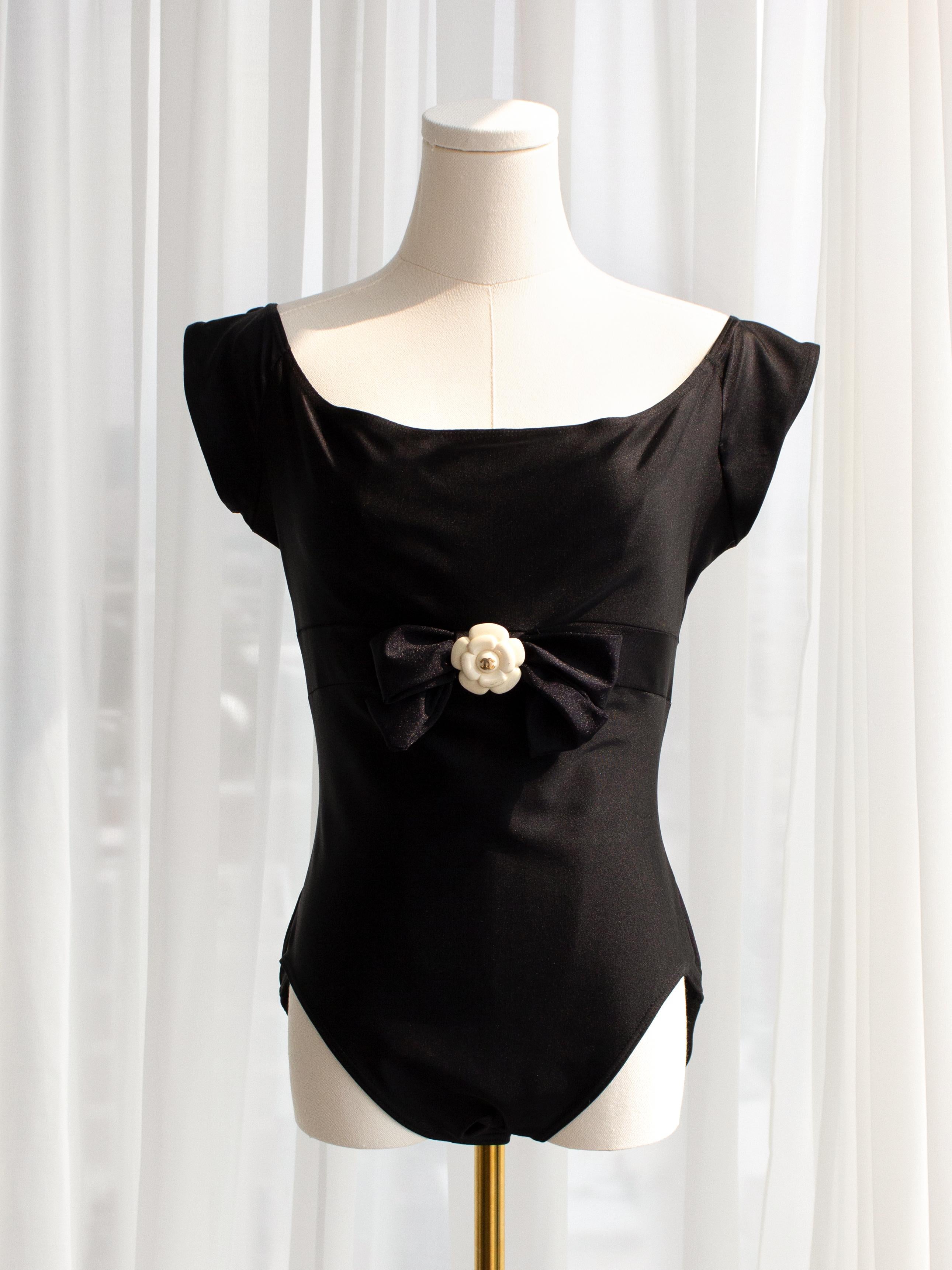 Chanel black and white swimsuit sales