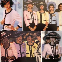 Chanel Vintage S/S 1990 Pink Black CC Tweed Jacket