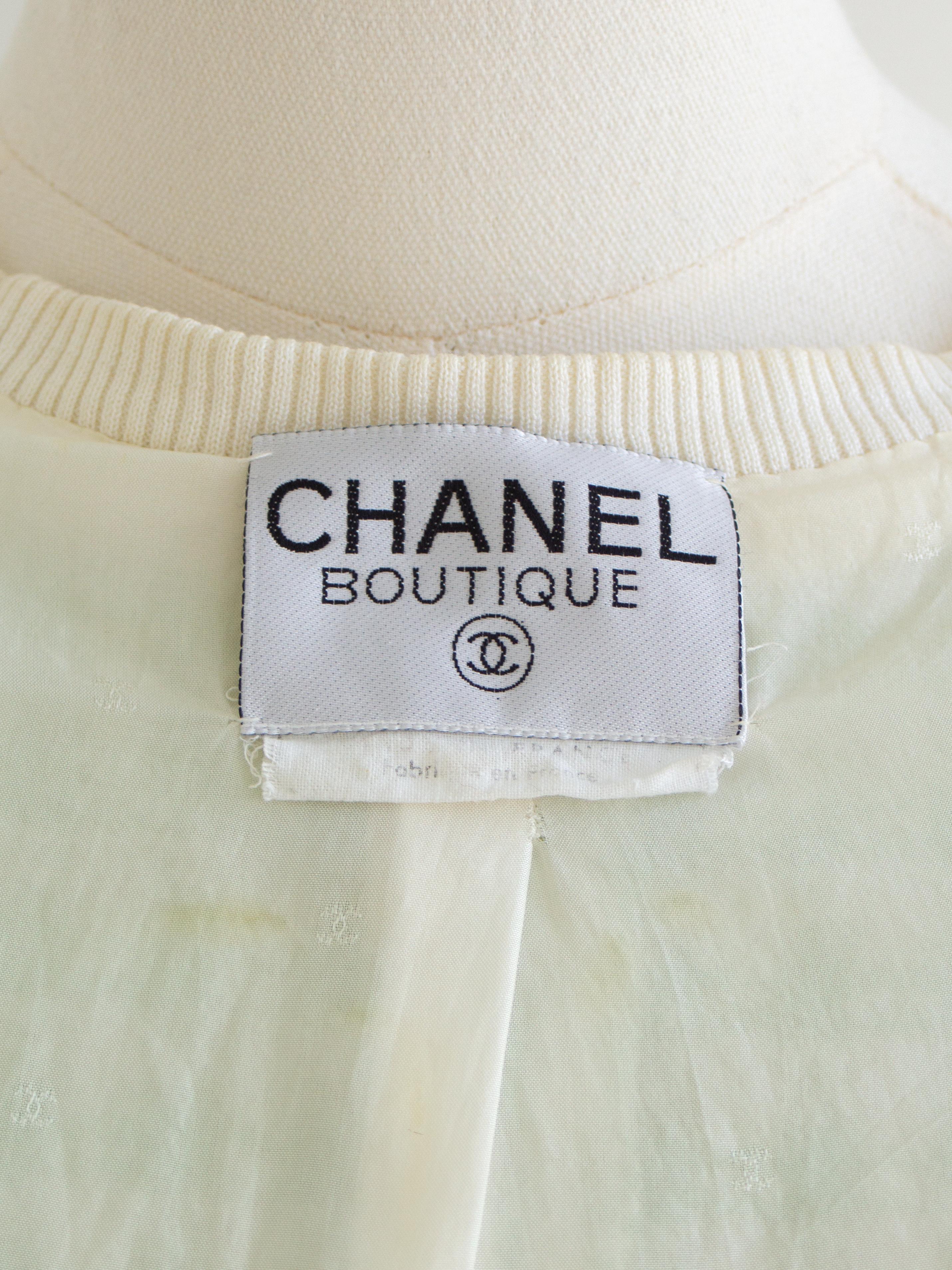 Chanel Vintage S/S 1992 Verde Bianco Fantasia Tweed Giacca Gonna Abito 8