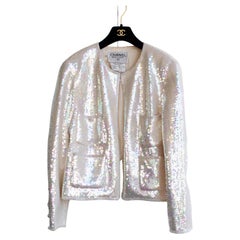 Chanel Vintage S/S 1992 Iridescent Multicolor Sequin Embellished Crystal Jacket