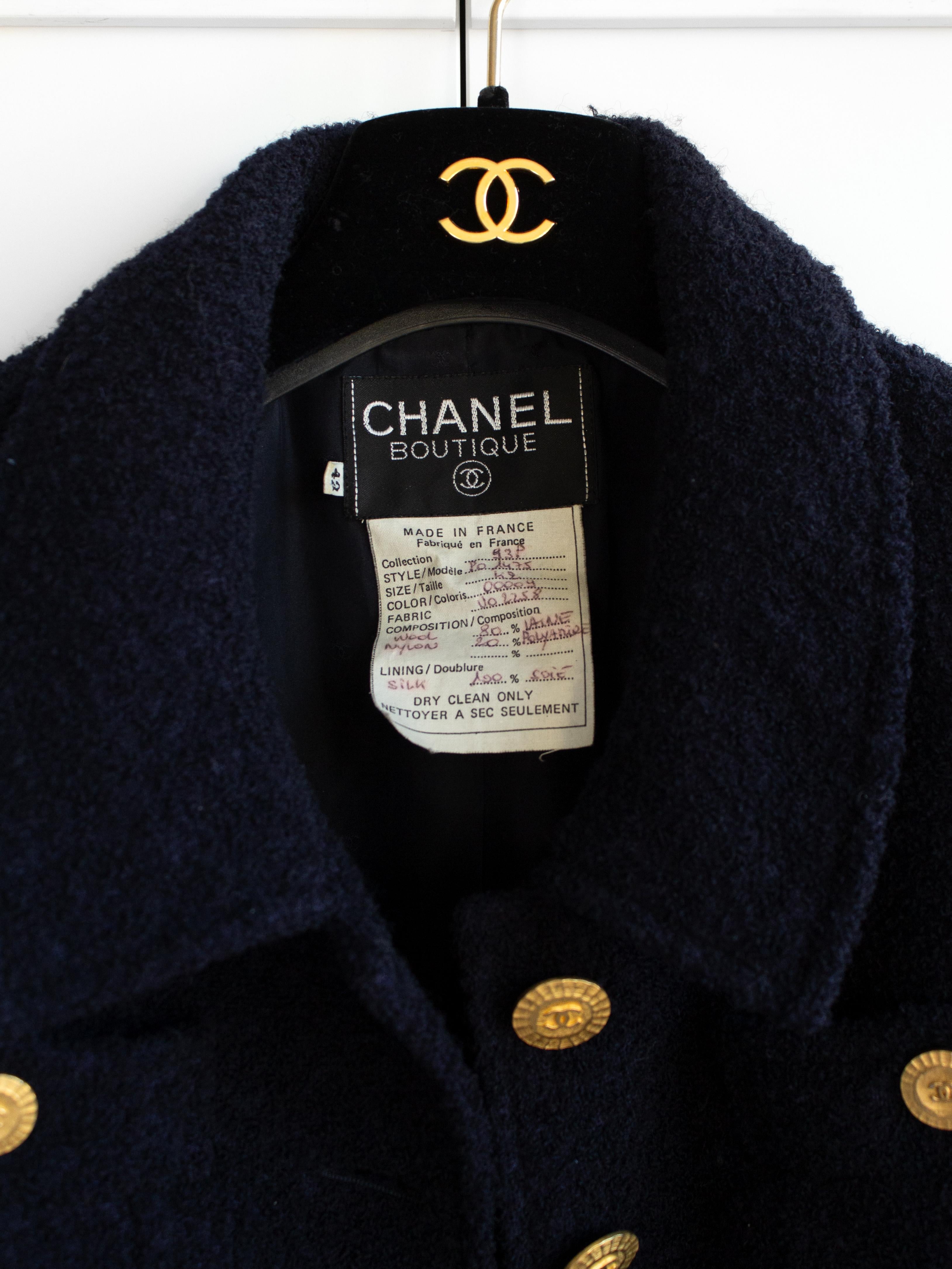 Chanel Vintage S/S 1993 Midnight Blue Gold Tweed Cropped Jacket Corset 93P Set 11