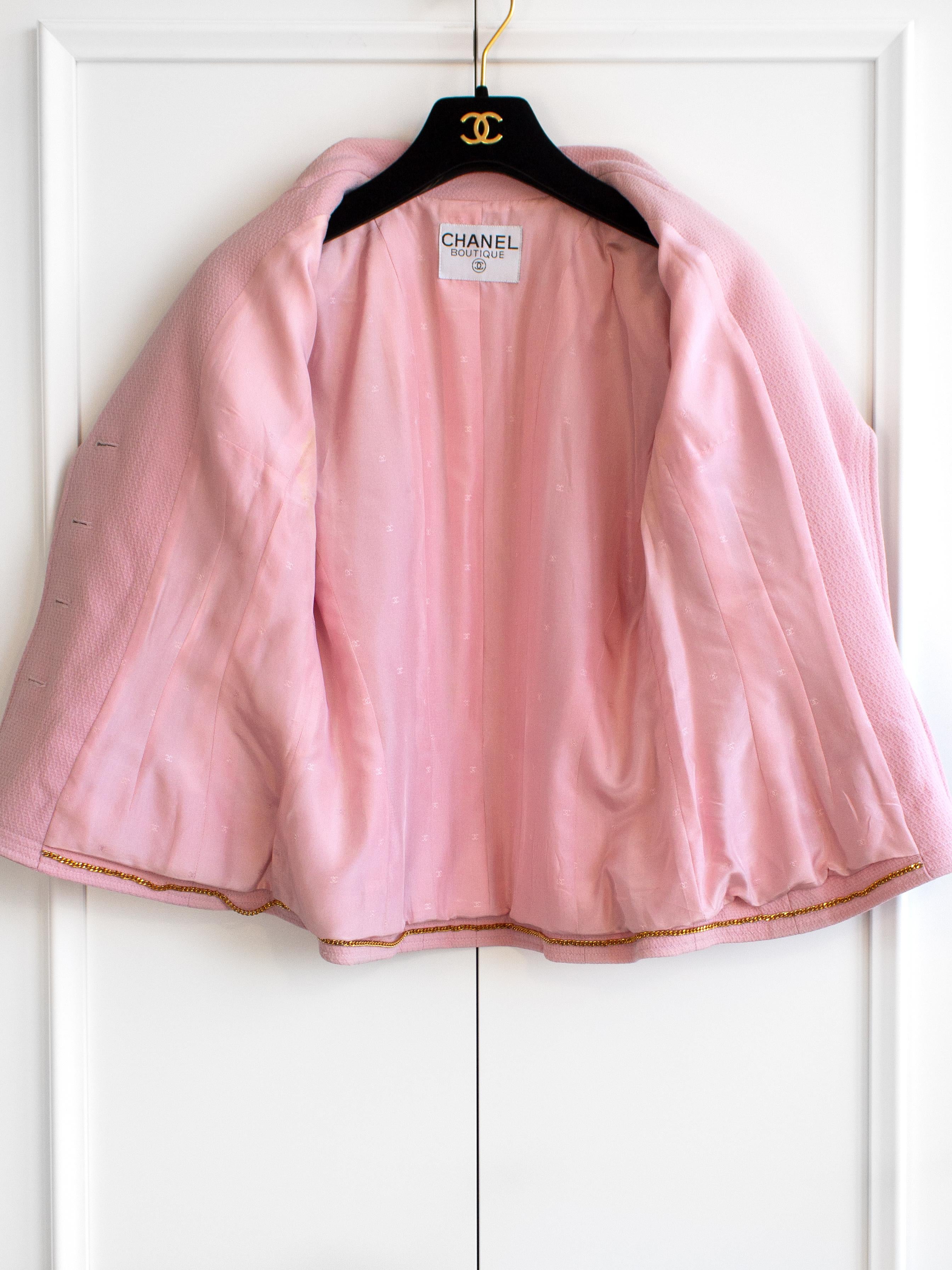 Chanel Vintage S/S 1993 Pink Cotton CC Short Sleeve 93P Jacket 3