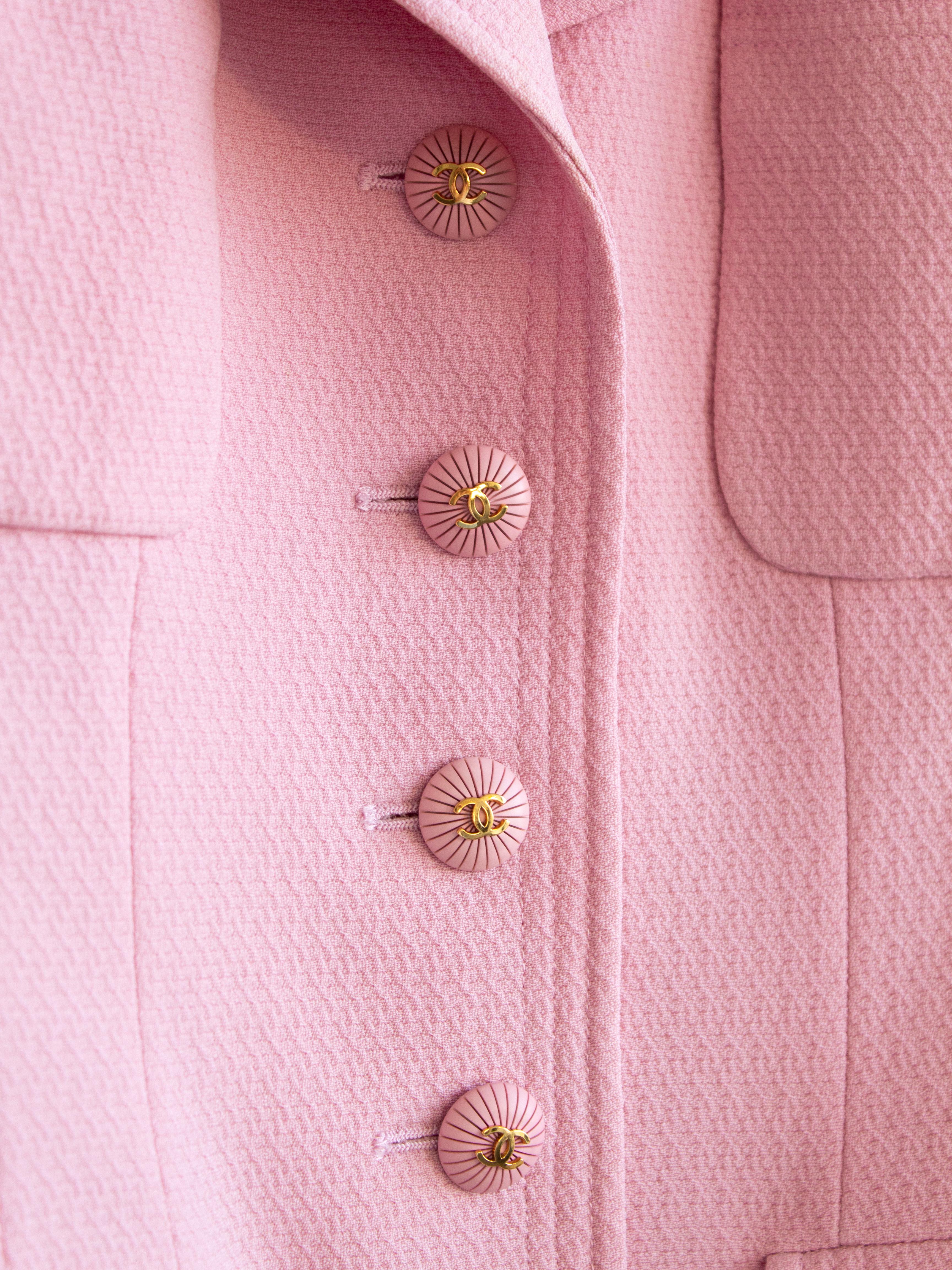 Women's Chanel Vintage S/S 1993 Pink Cotton CC Short Sleeve 93P Jacket