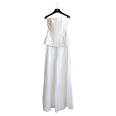 Chanel Vintage S/S 1993 White Linen Broderie Anglaise Corset Top Pants 93P Suit