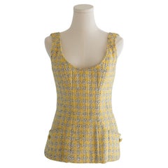 Chanel Vintage P/E 1993 Giallo Grigio Tweed 93P Top Corsetto