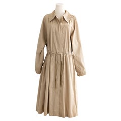 Chanel Vintage S/S 1994 Beige Cotton Gold Chain CC 94P Oversized Trench Coat