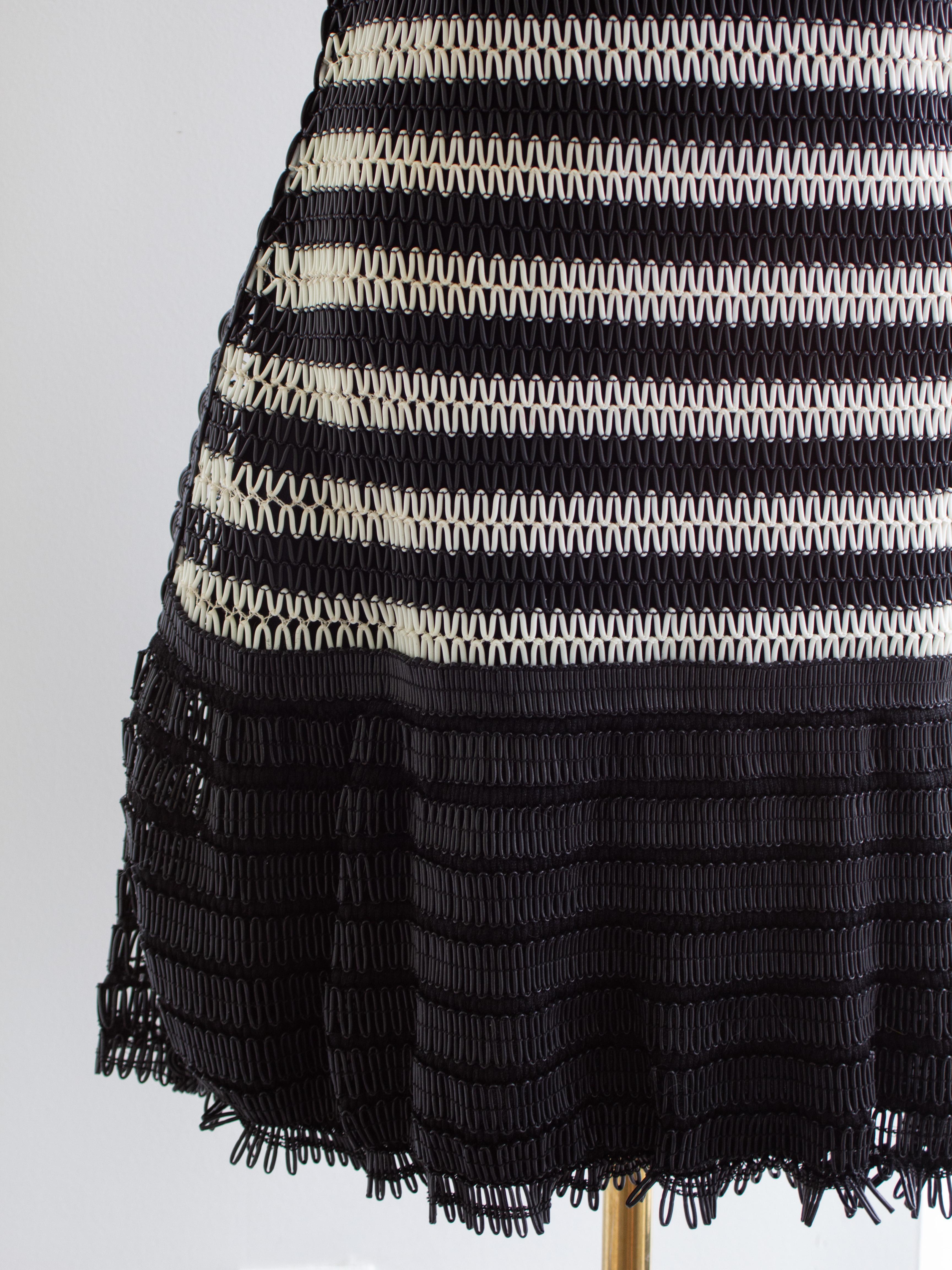 Chanel Vintage S/S 1994 Black White Vinyl PVC Striped 94P Mini Dress For Sale 3