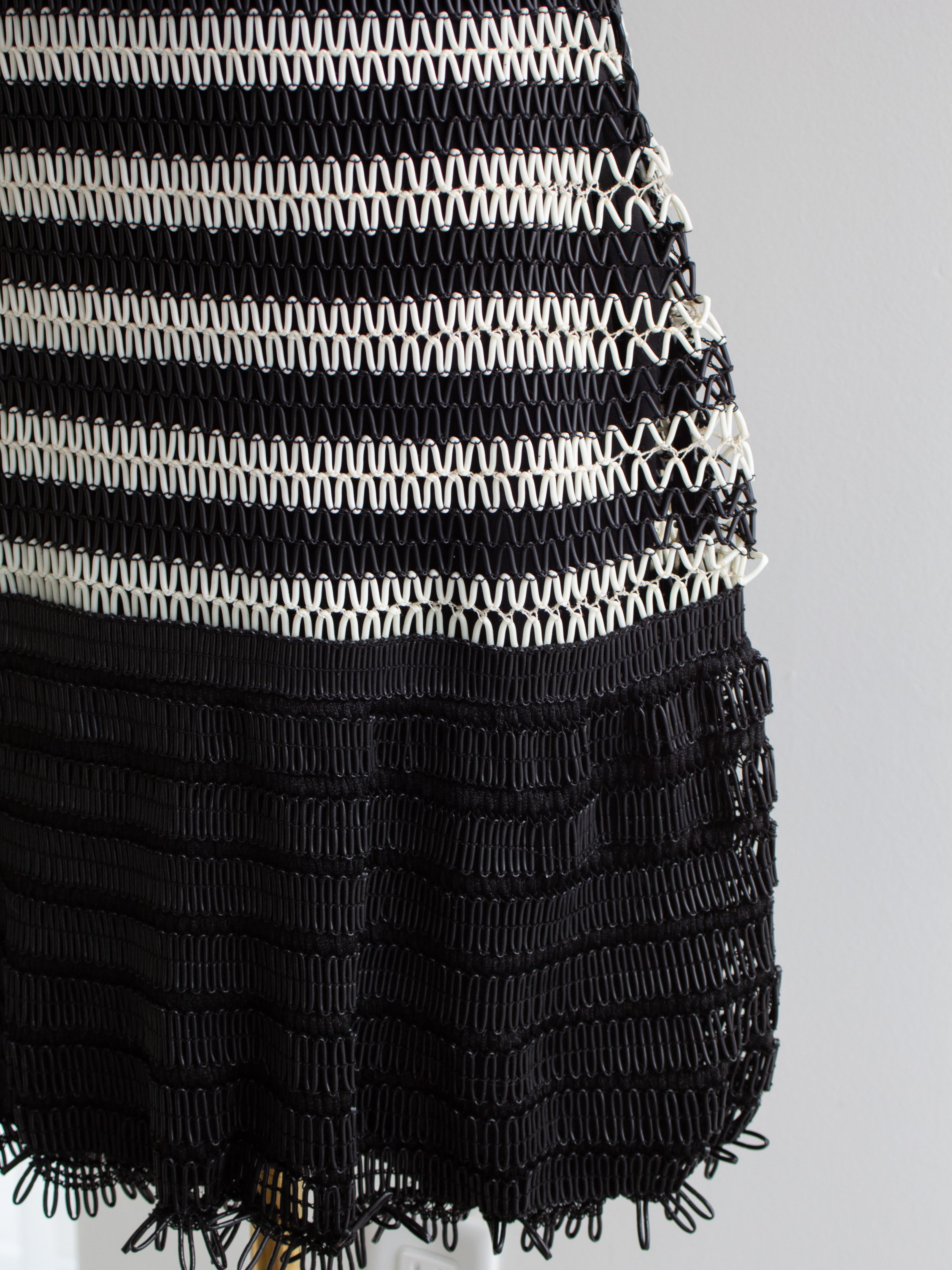 Chanel Vintage S/S 1994 Black White Vinyl PVC Striped 94P Mini Dress For Sale 4