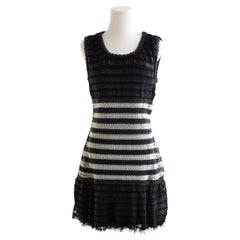 Chanel Vintage S/S 1994 Black White Vinyl PVC Striped 94P Mini Dress