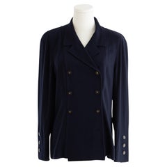 Chanel Vintage S/S 1994 Marineblau Gold CC Zweireiher 94P Jacke