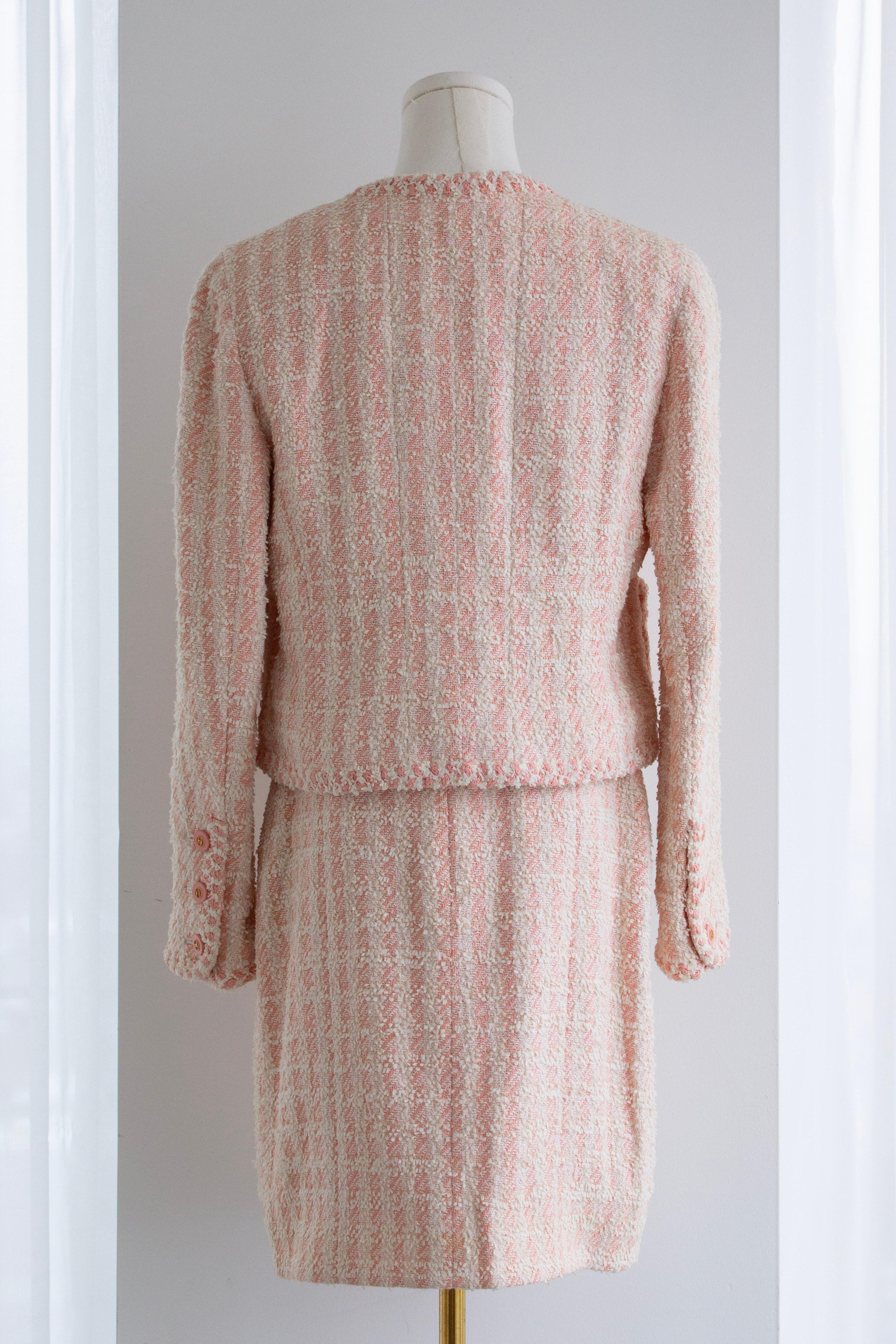 Chanel Vintage S/S 1994 Pink Tweed 3pcs Jacket Corset Skirt 94P