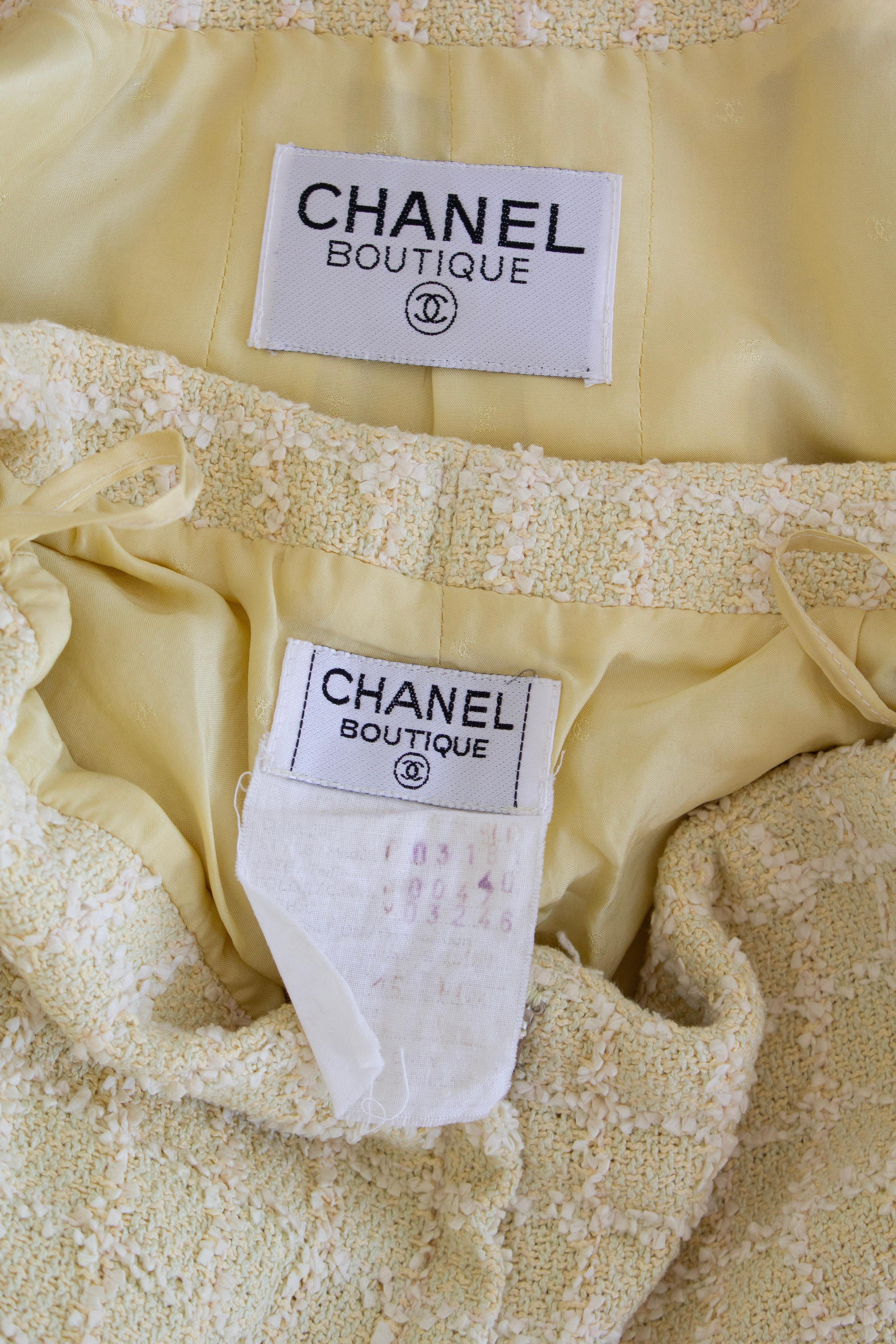 Chanel Vintage S/S 1994 Yellow Green Fantasy Tweed 94P Jacket