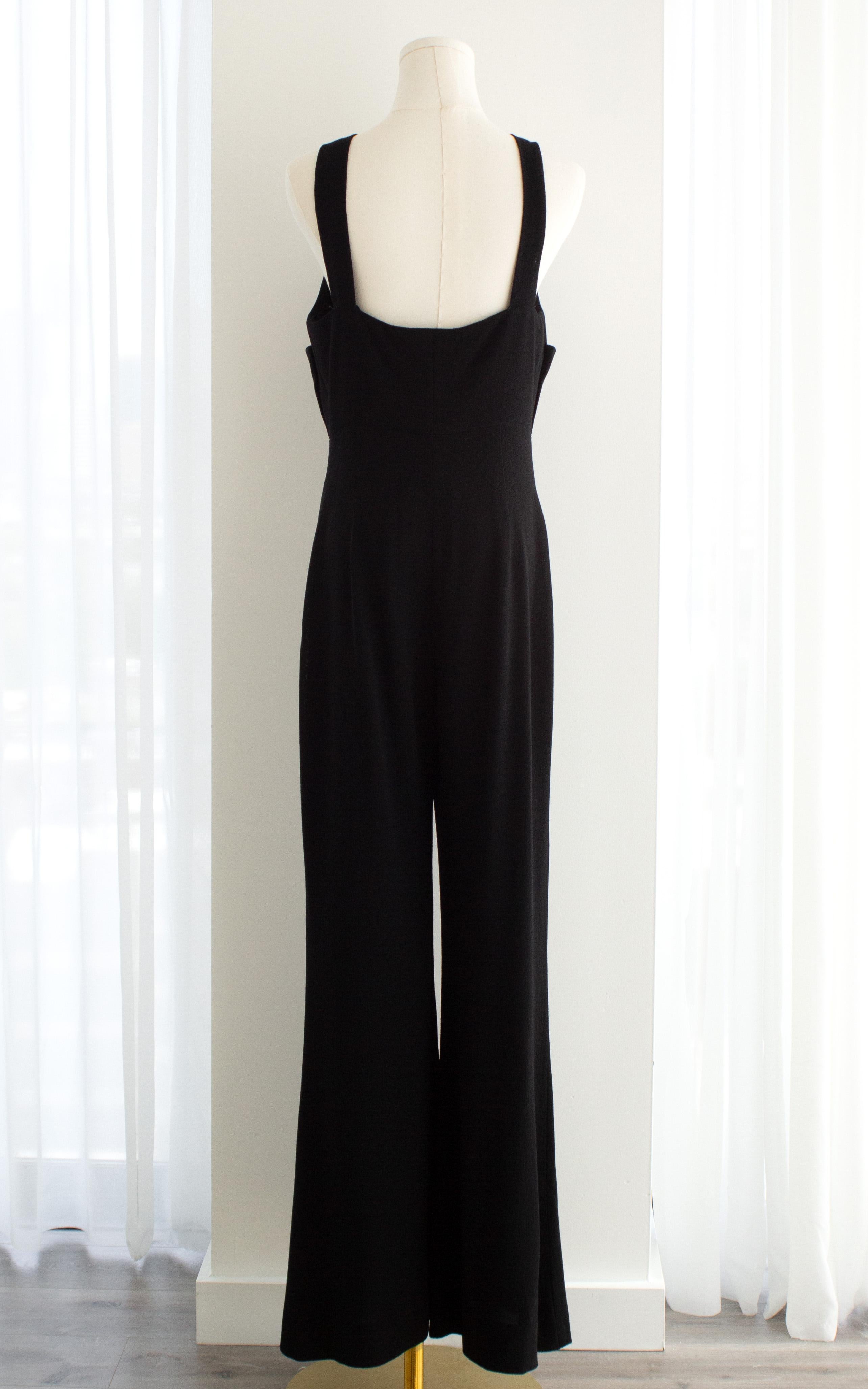 Chanel Vintage S/S 1995 Barbie Black Gold Zip CC 95P Jumpsuit For Sale 8