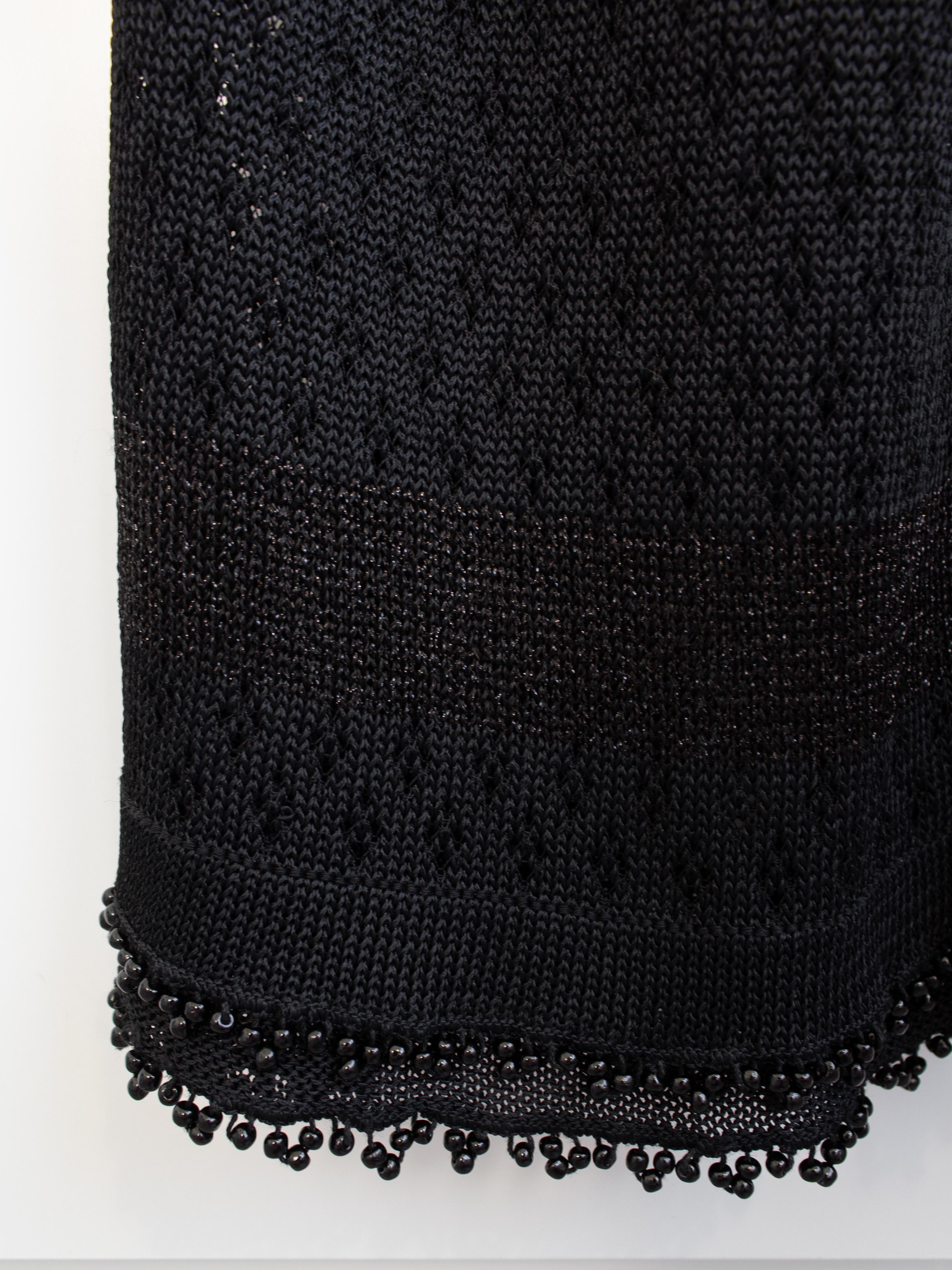 Chanel Vintage S/S 1995 Barbie Black Knit Crochet Pearl 95P Jumpsuit For Sale 14