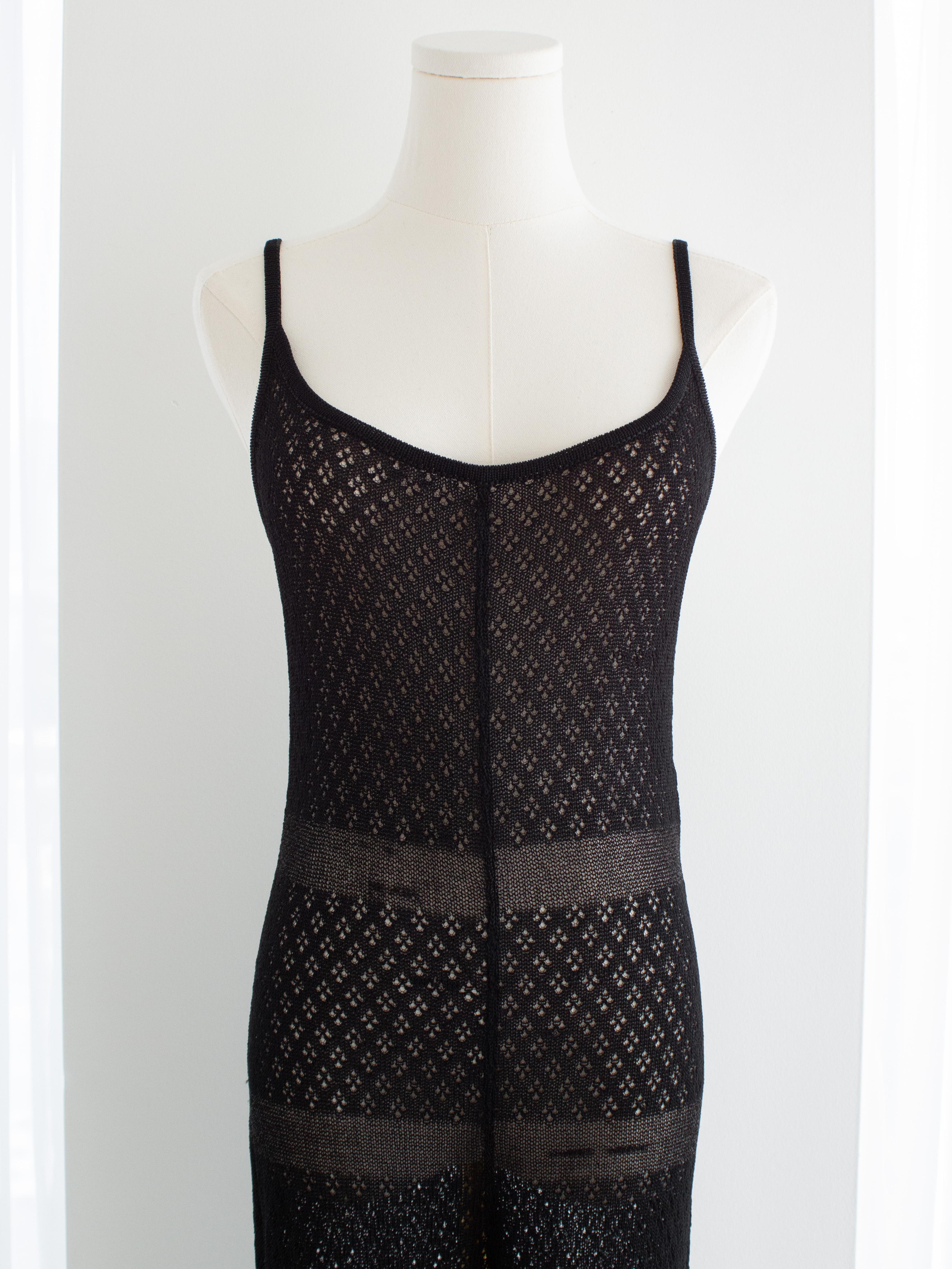Chanel Vintage S/S 1995 Barbie Negro Punto Crochet Perla 95P Mono en venta 1