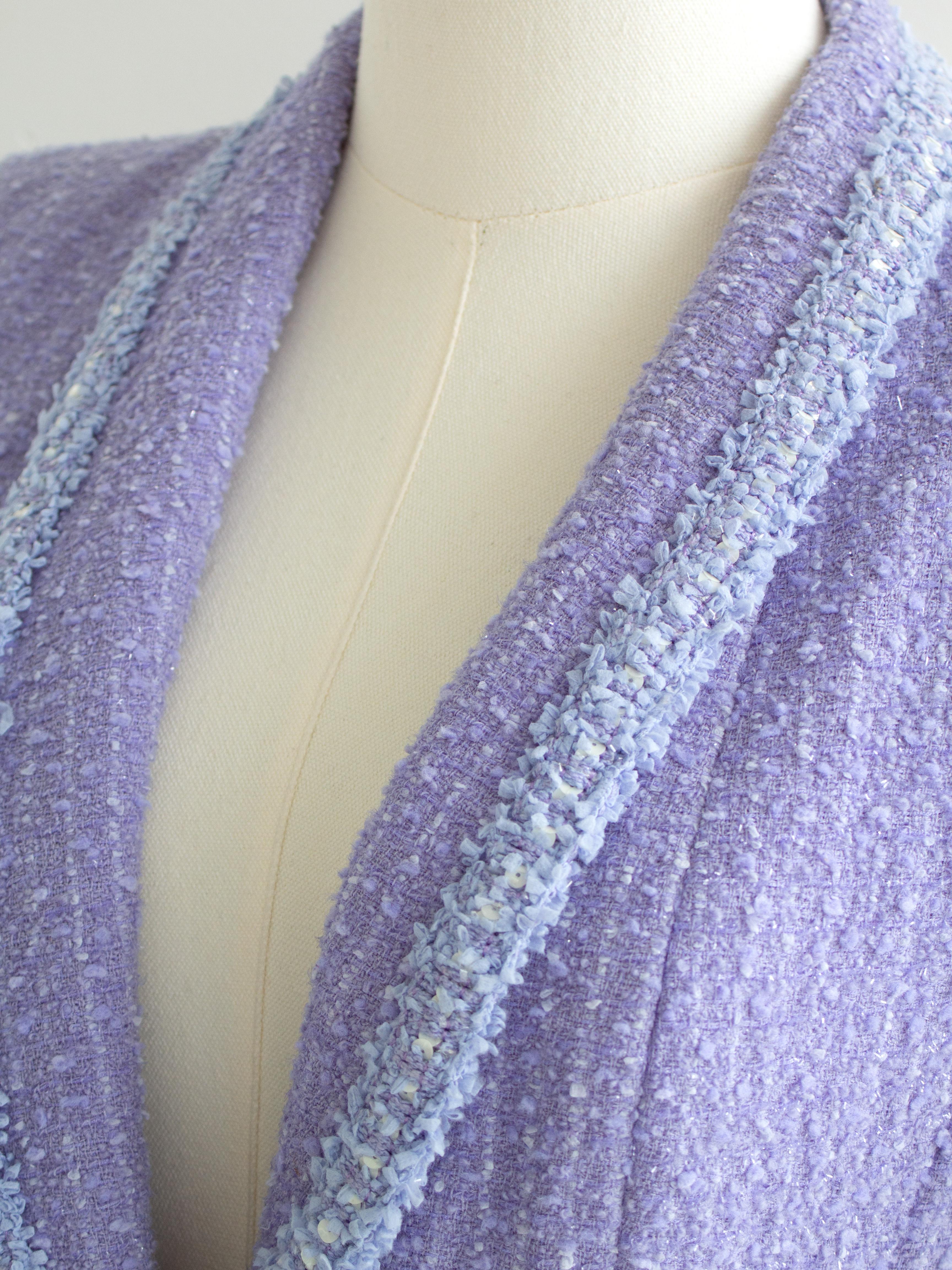 Chanel Vintage S/S 1995 Barbie CC Lavender Tweed 95P Jacket 5