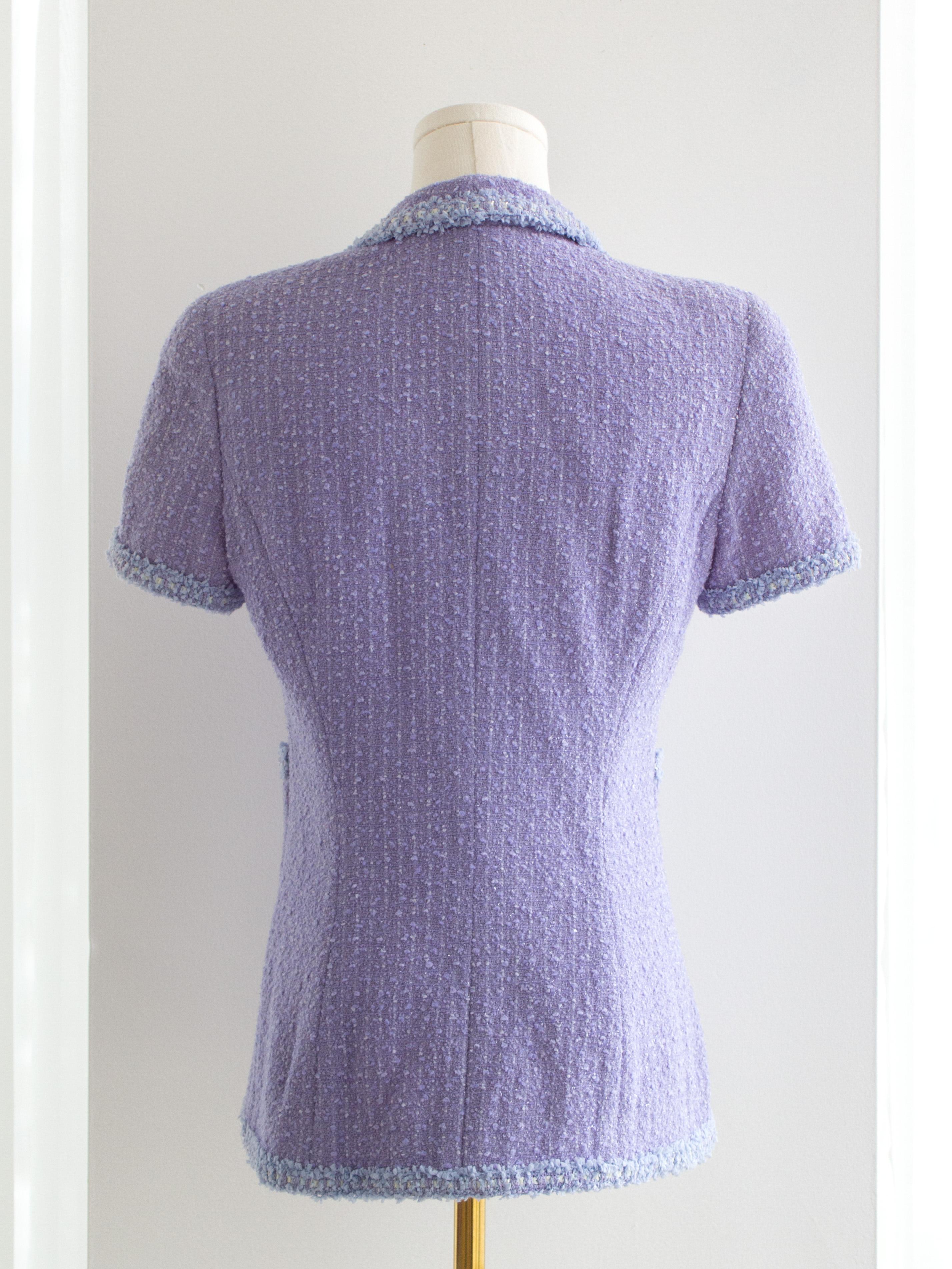 Chanel Vintage S/S 1995 Barbie CC Lavender Tweed 95P Jacket 6