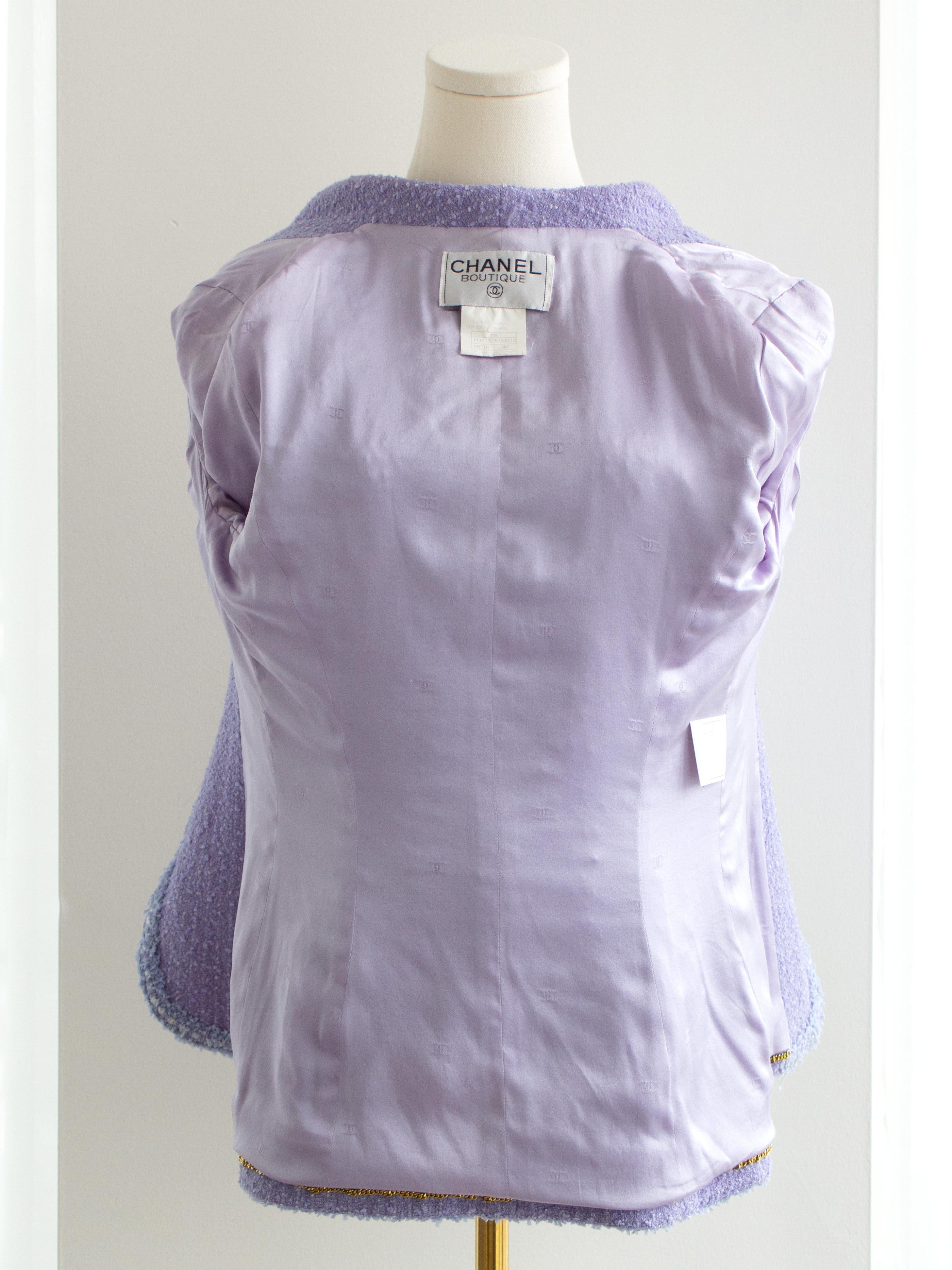 Chanel Vintage S/S 1995 Barbie CC Lavender Tweed 95P Jacket 7