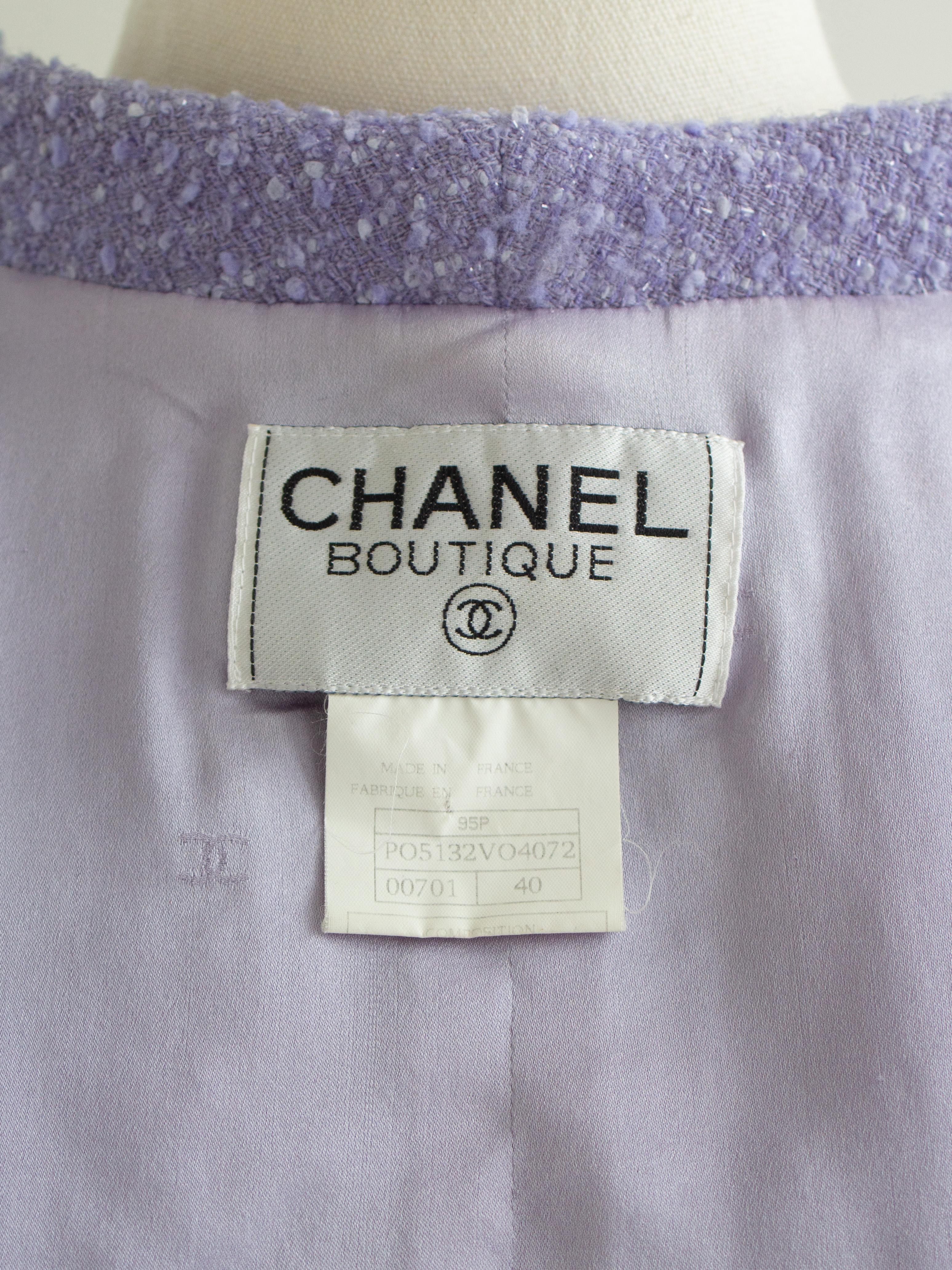 Chanel Vintage S/S 1995 Barbie CC Lavender Tweed 95P Jacket 8