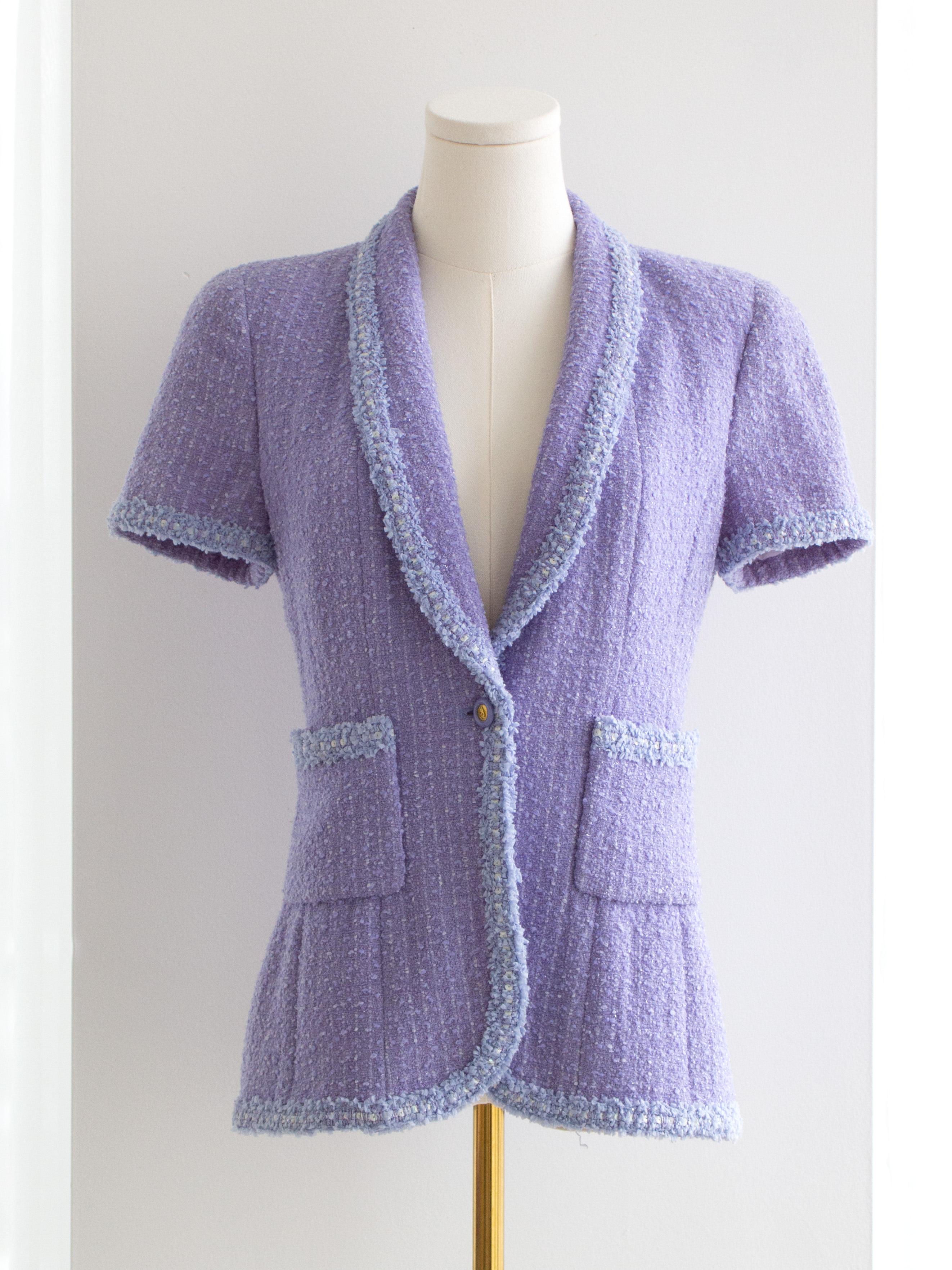 Women's Chanel Vintage S/S 1995 Barbie CC Lavender Tweed 95P Jacket