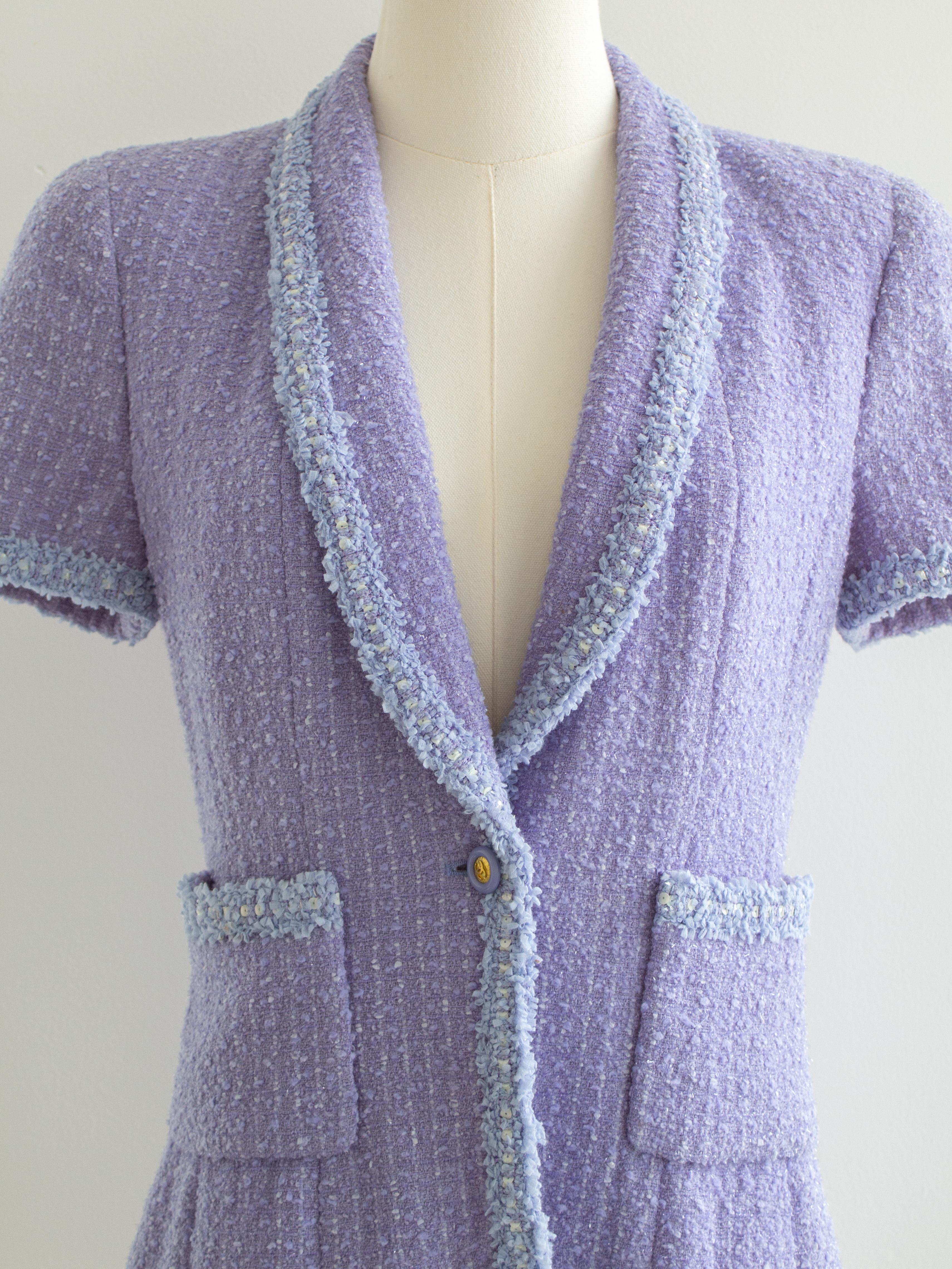 Chanel Vintage S/S 1995 Barbie CC Lavender Tweed 95P Jacket 1