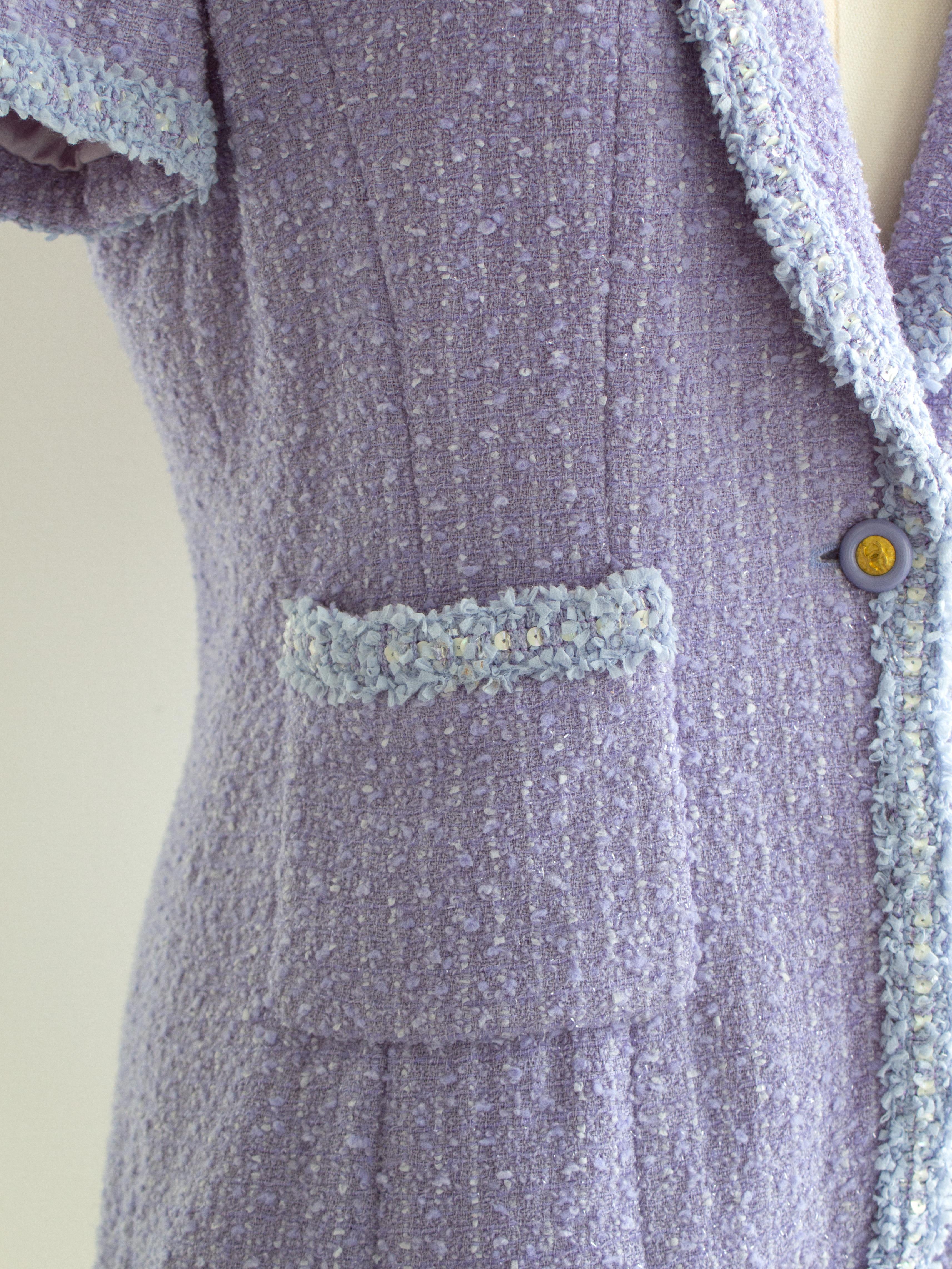 Chanel Vintage S/S 1995 Barbie CC Lavender Tweed 95P Jacket 3