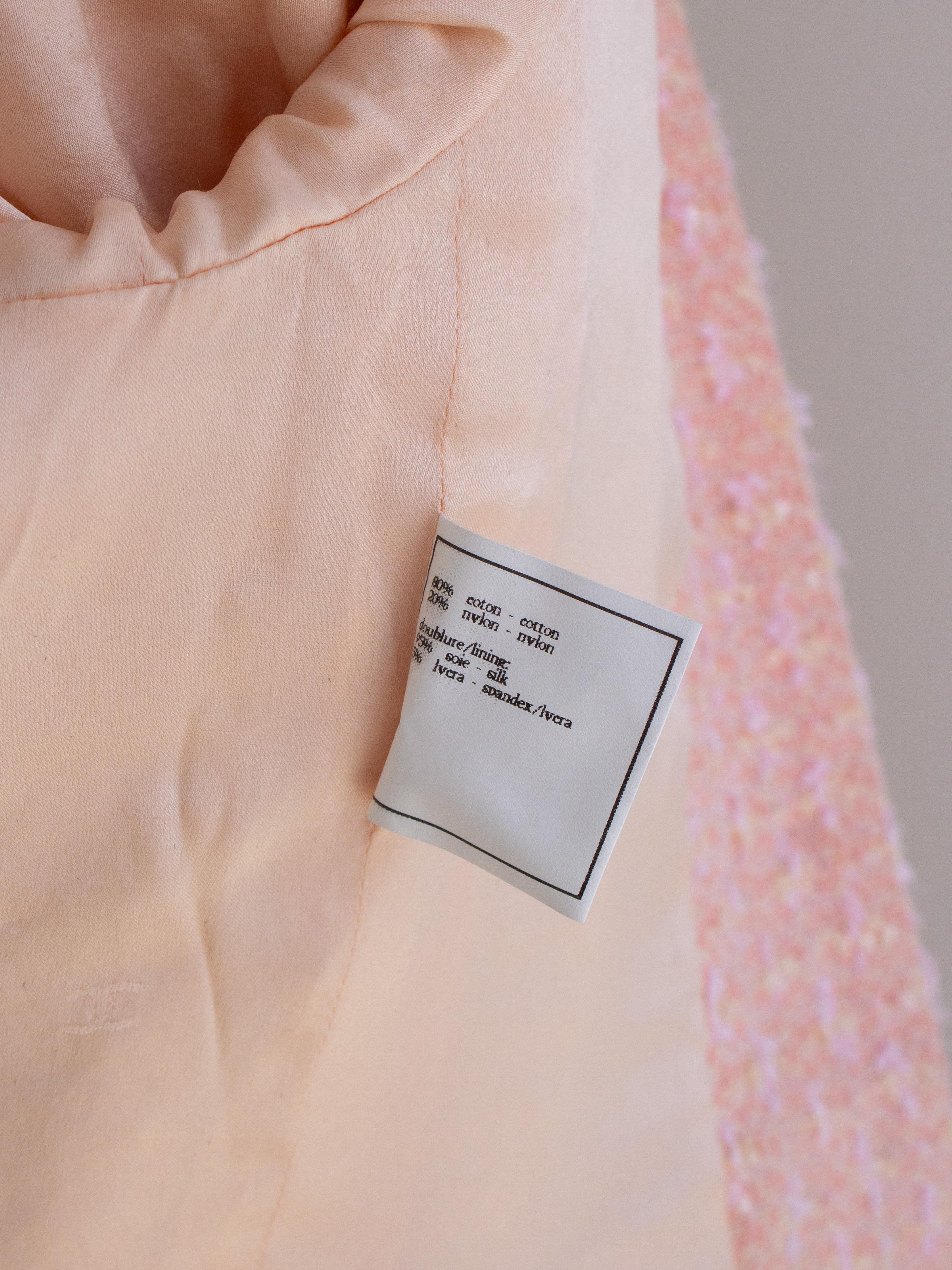 Chanel Vintage S/S 1995 Barbie Pink Pastel Tweed 95P Cropped Jacket For Sale 8