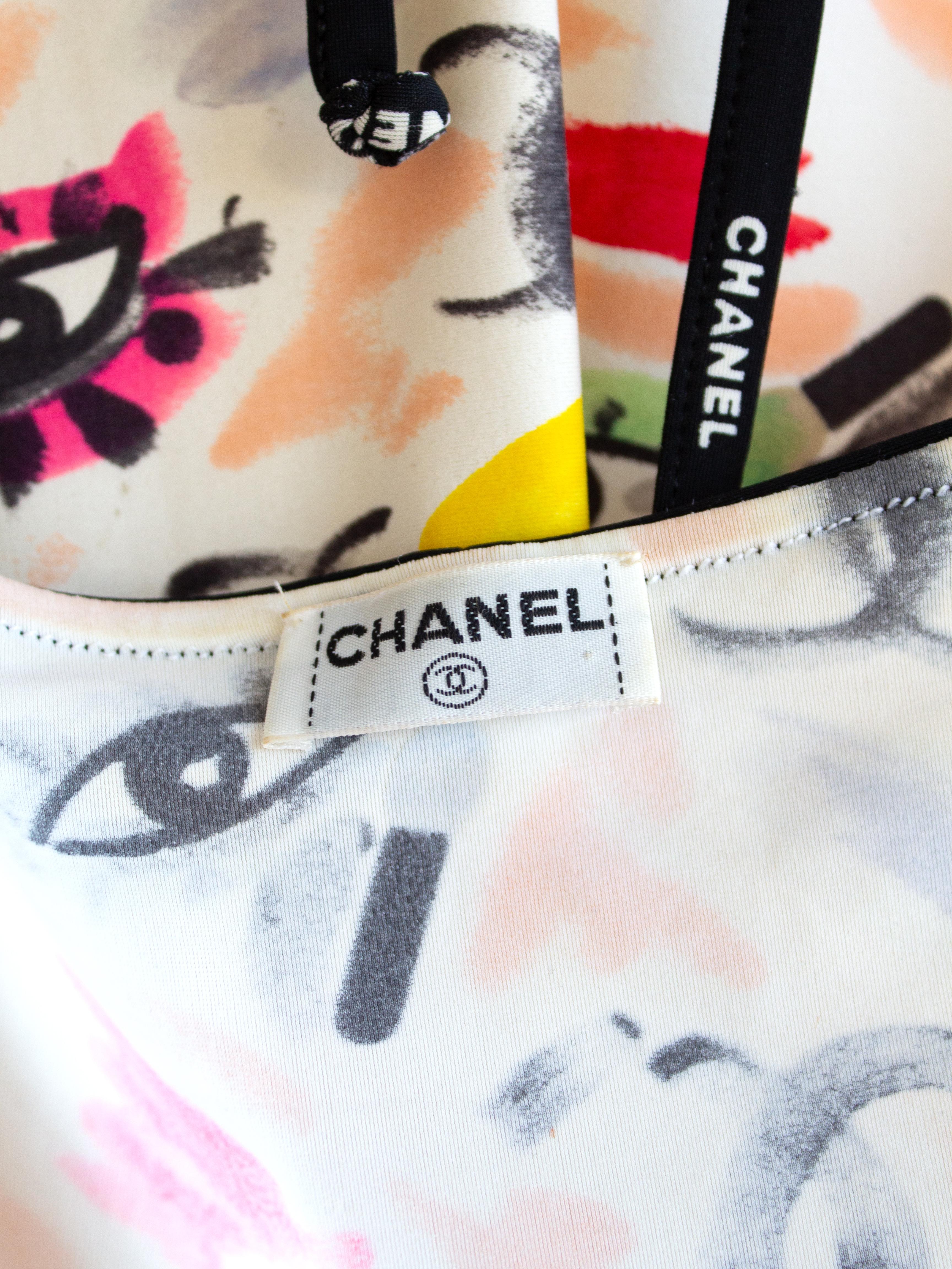 Chanel Vintage S/S 1995 Multicolor Eye Logo Print 95P Beach Dress 2