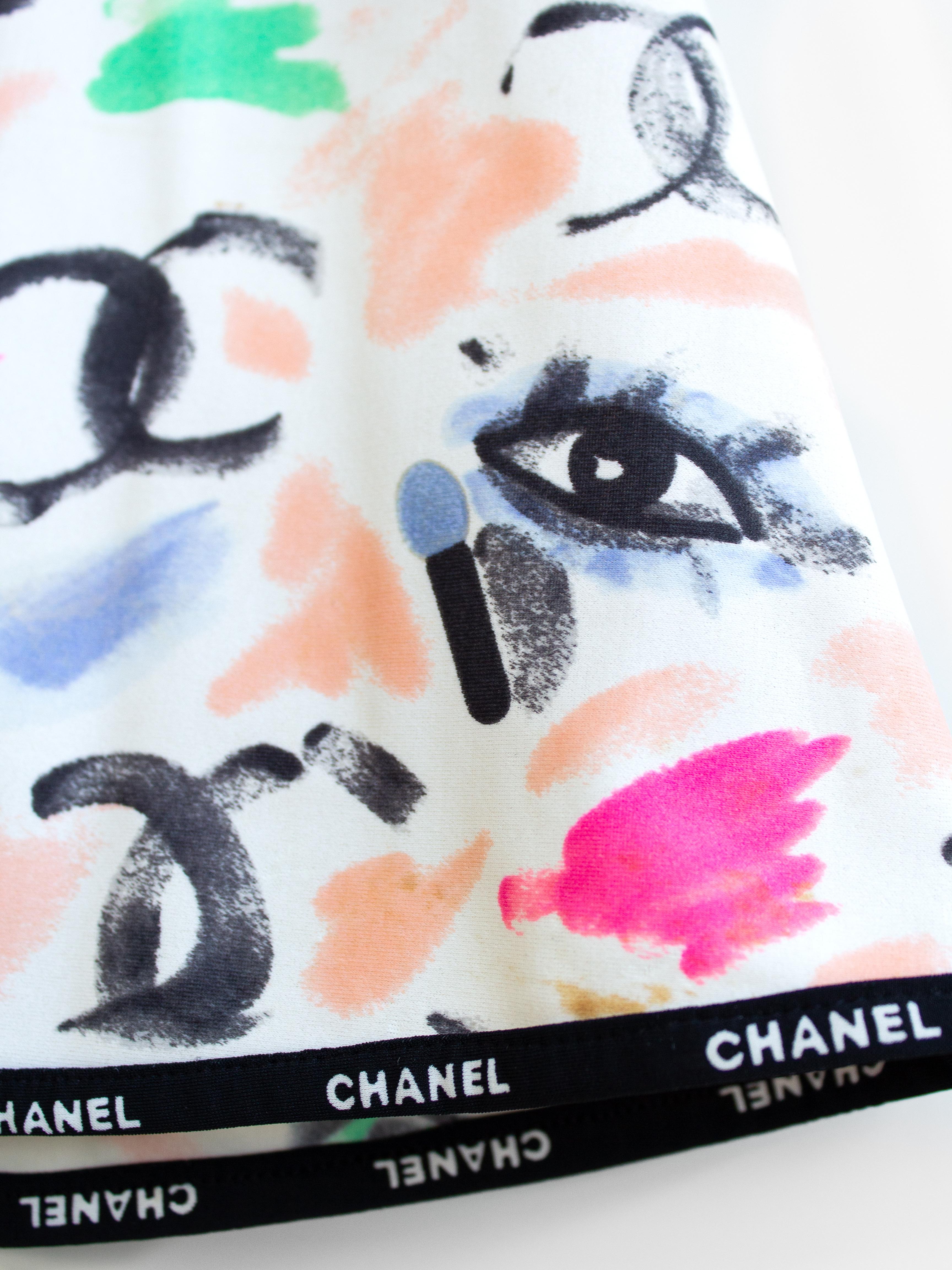 Chanel Vintage S/S 1995 Multicolor Eye Logo Print 95P Beach Dress 5