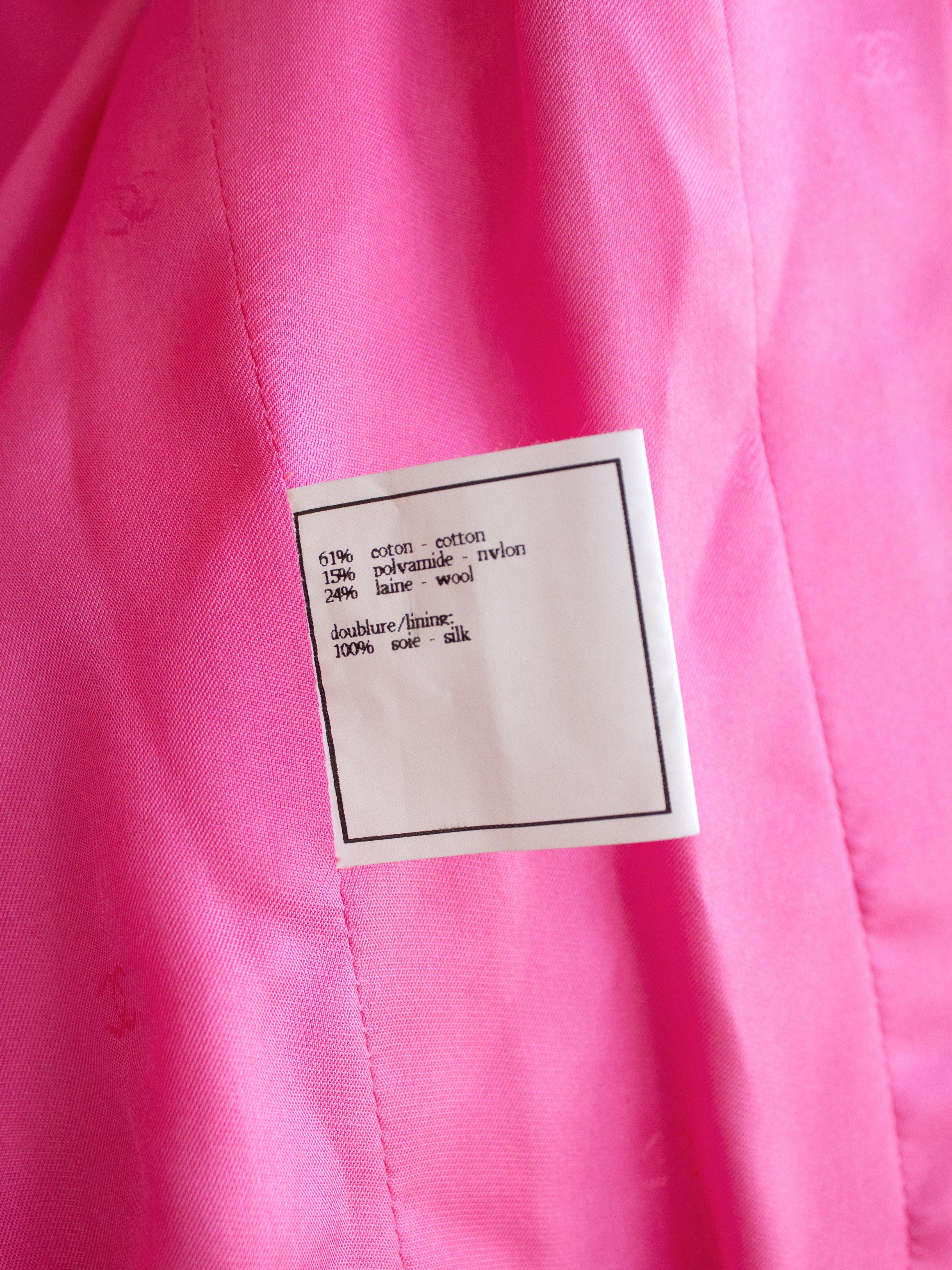 Chanel Vintage S/S 1995 Pink Barbie Gold Zip Tweed 95P Jacket Skirt Suit 13
