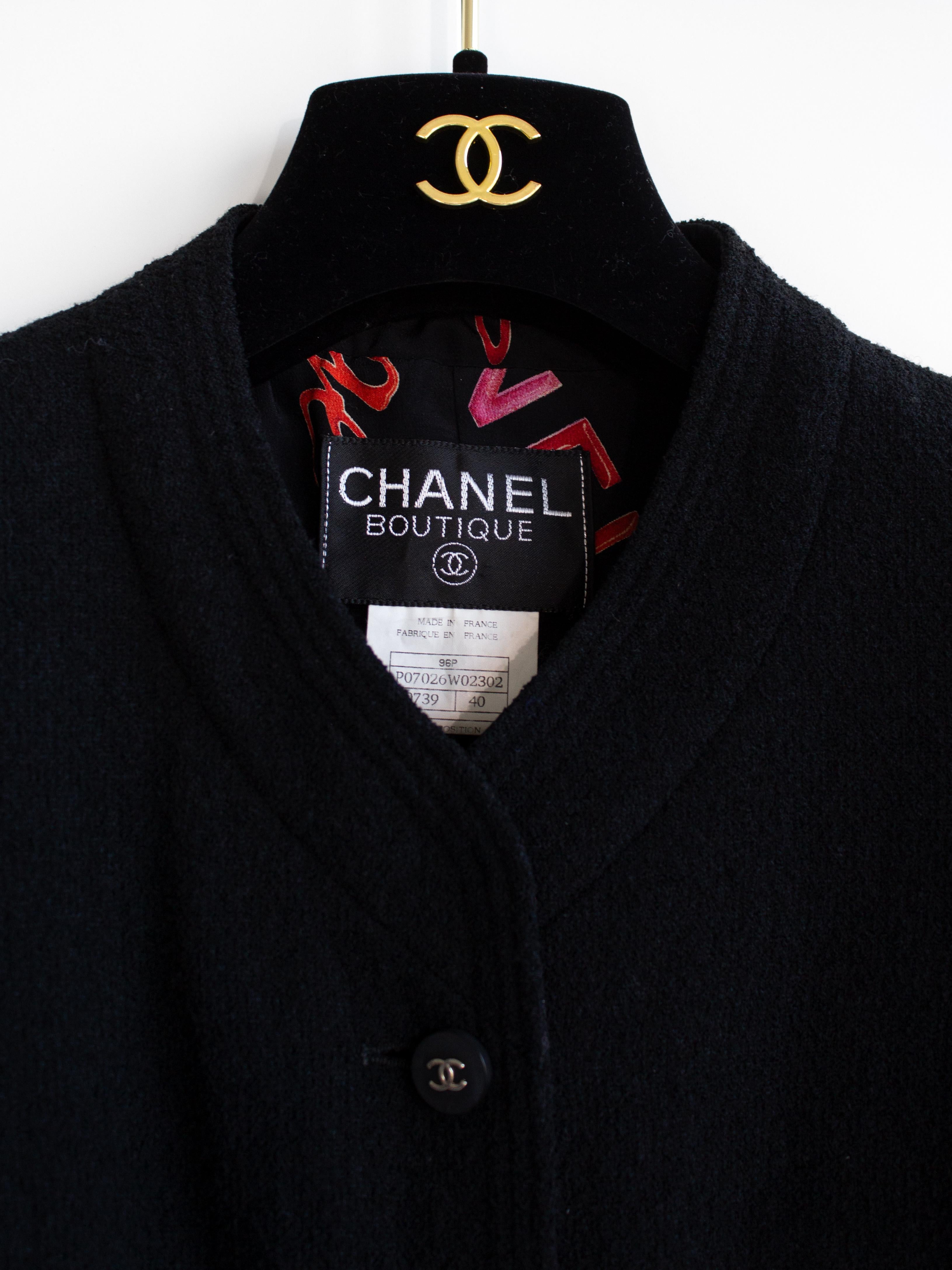 Chanel Vintage S/S 1996 Black Red Rouge Print Tweed 96P Jacket 2