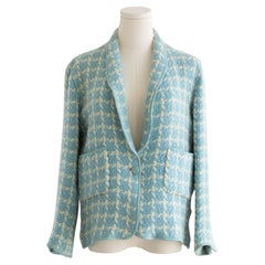 Chanel Vintage S/S 1996 Sky Blue Plaid 96P Tweed Jacket