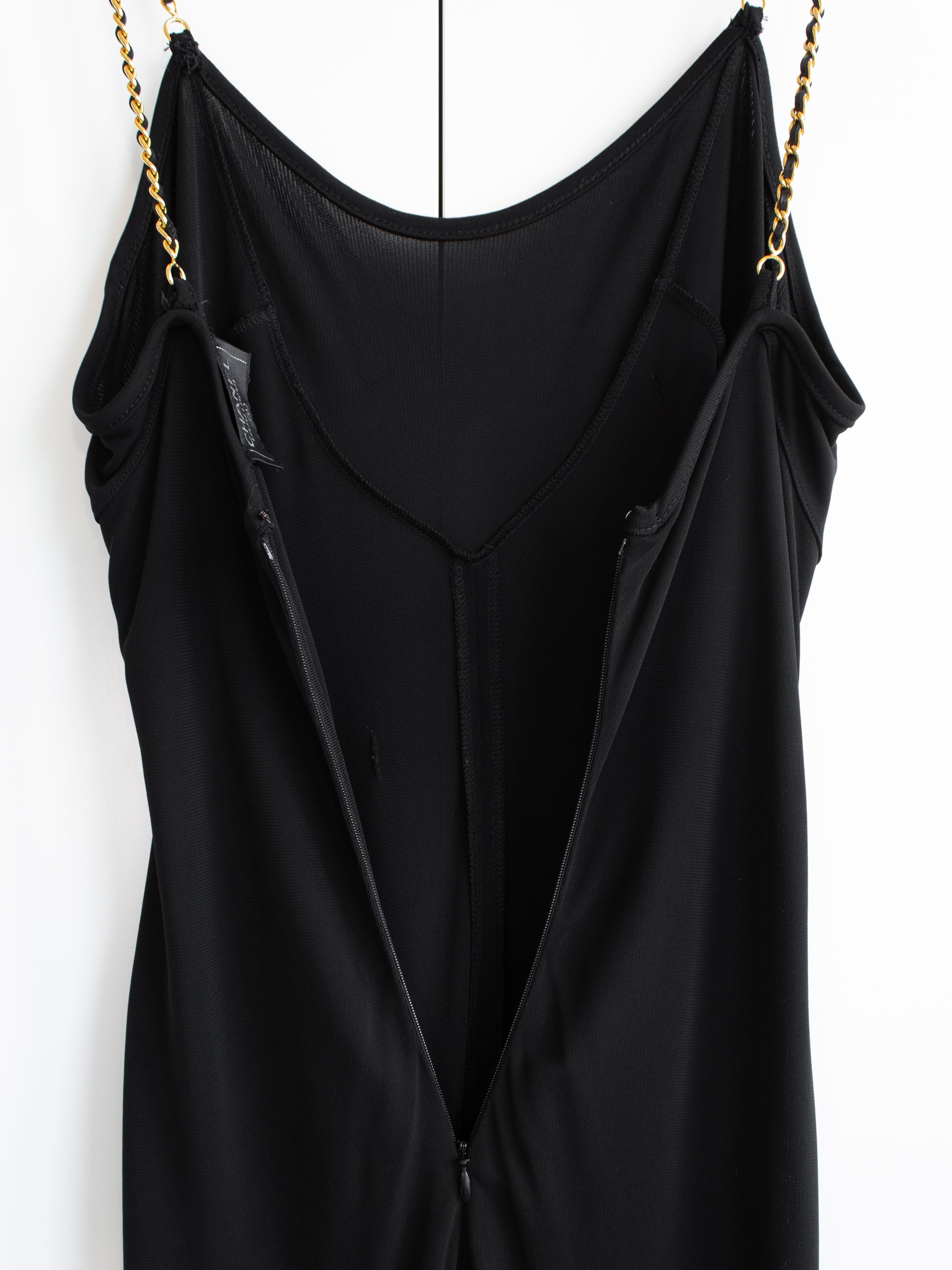 Chanel Vintage S/S 1997 Black Gold Chain Straps Skater LBD Mini 97P Dress 11