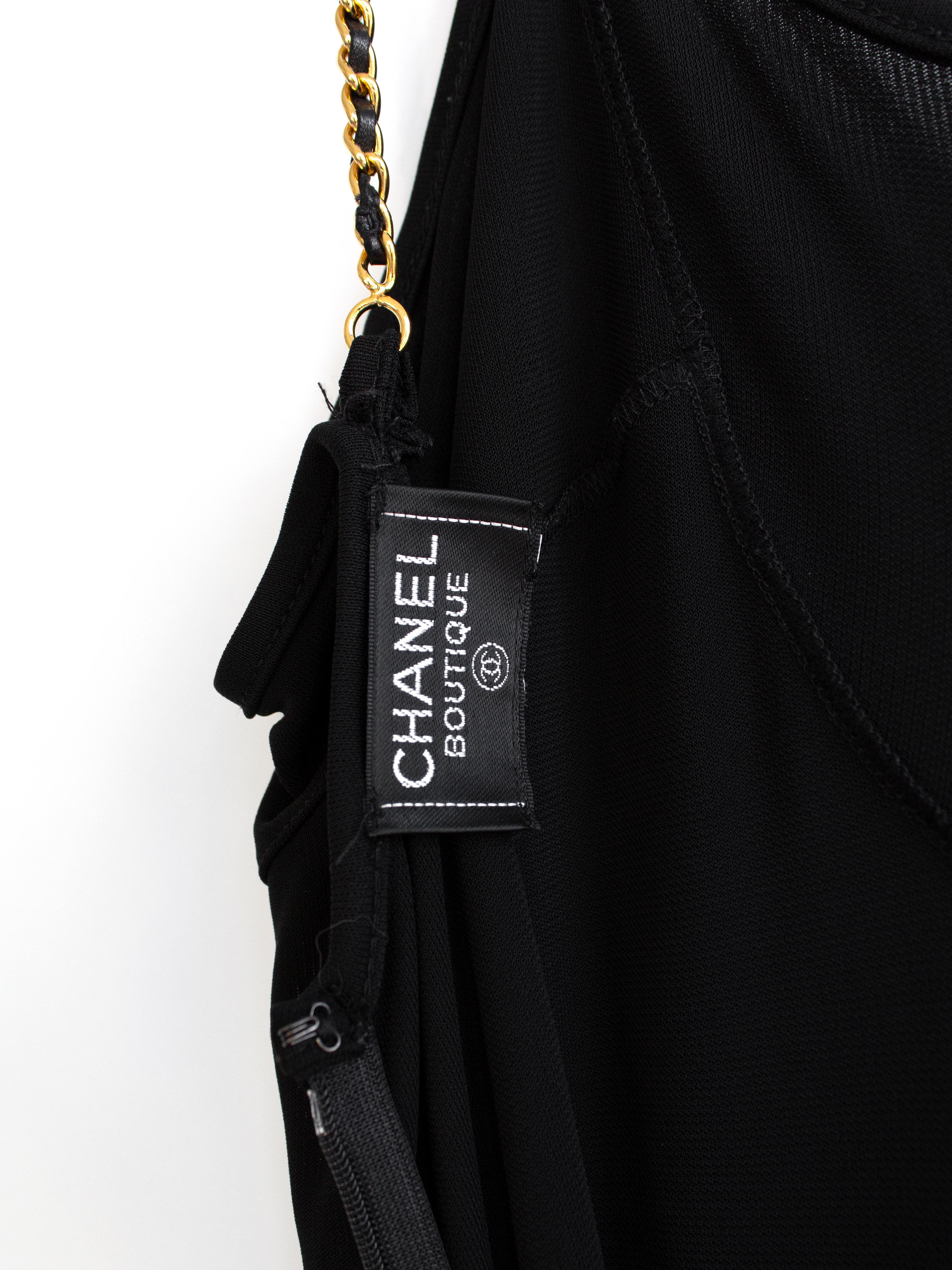 Chanel Vintage S/S 1997 Black Gold Chain Straps Skater LBD Mini 97P Dress 12