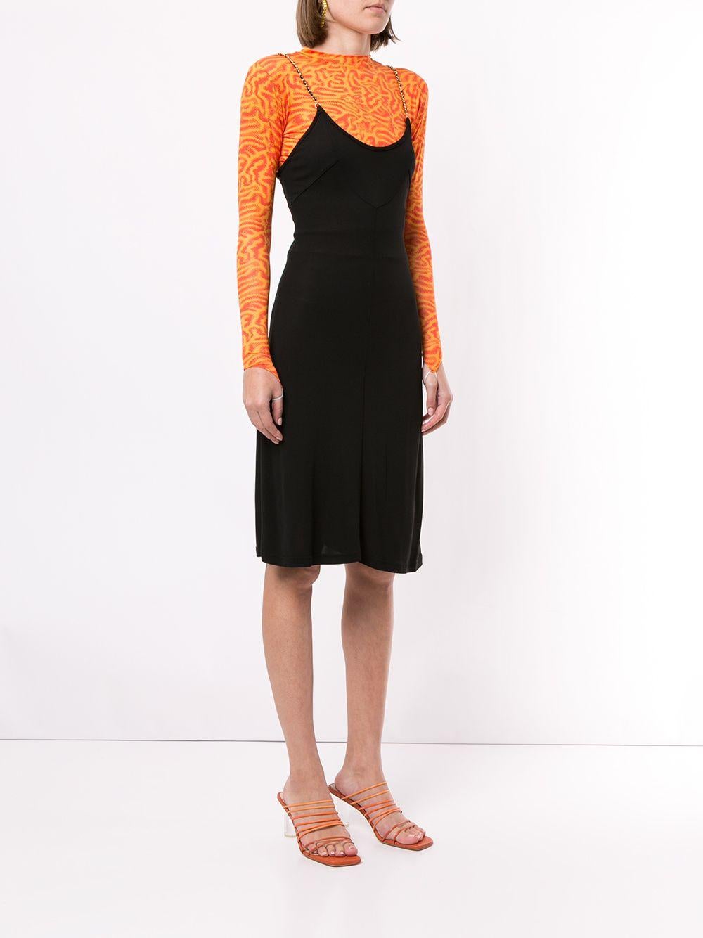 Chanel Vintage S/S 1997 Black Gold Chain Straps Skater LBD Mini 97P Dress In Good Condition In Jersey City, NJ
