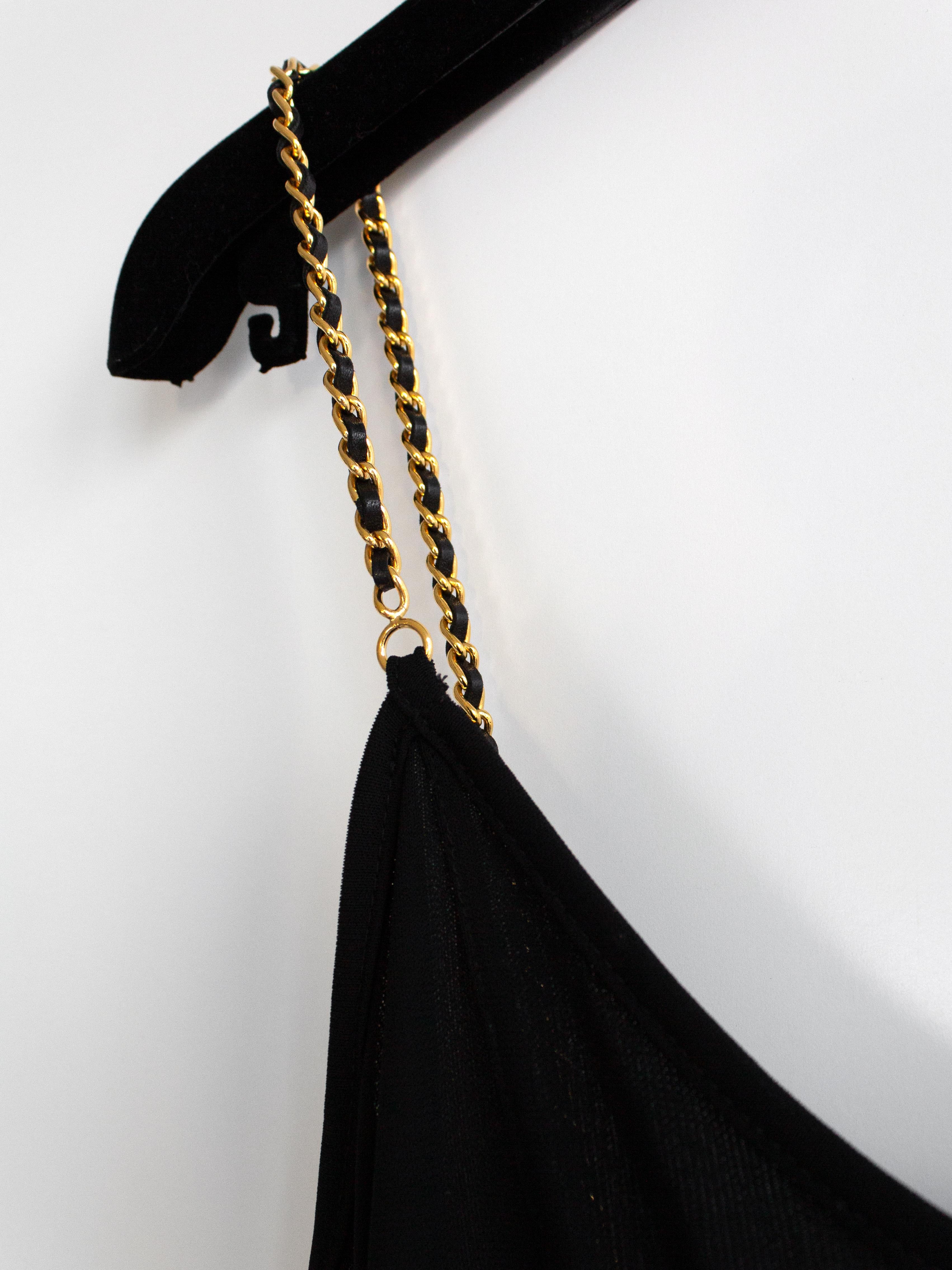 Chanel Vintage S/S 1997 Black Gold Chain Straps Skater LBD Mini 97P Dress 5
