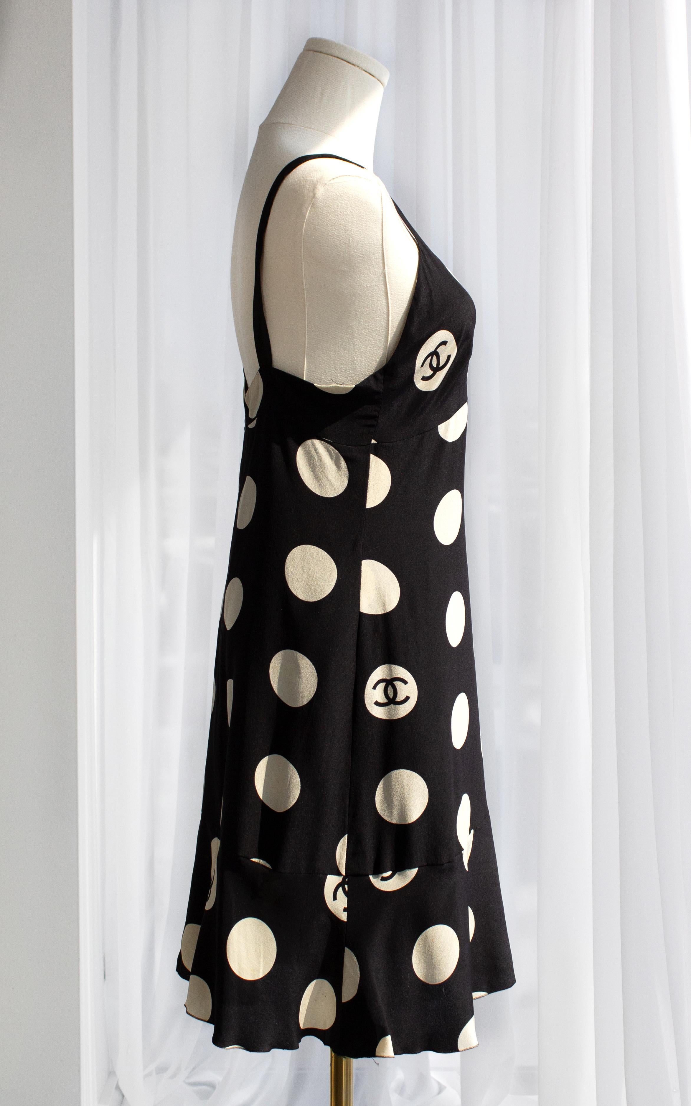 Chanel Vintage S/S 1997 Black White Polka Dot CC 97P Mini Dress 6